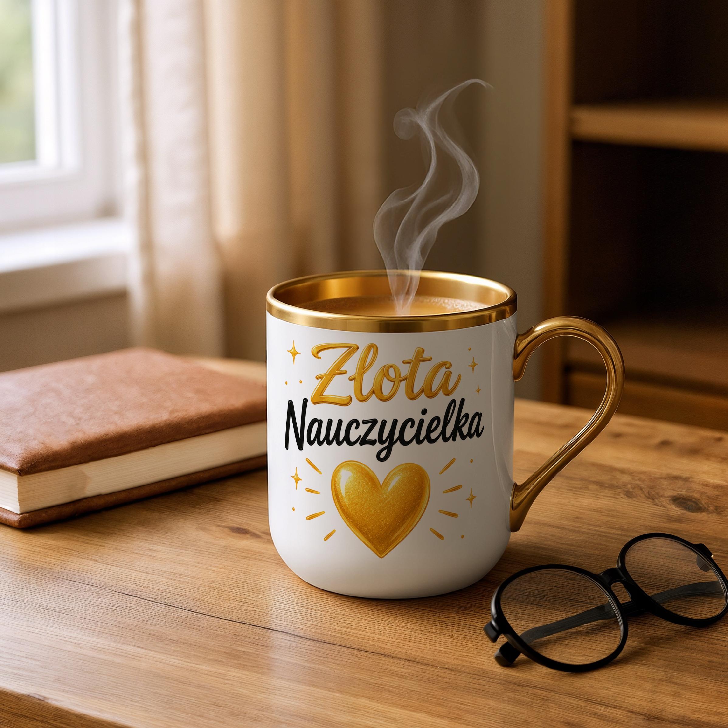 Kubek Premium Złoty Dzień Nauczyciela Dla Nauczycielki Prezent Upominek