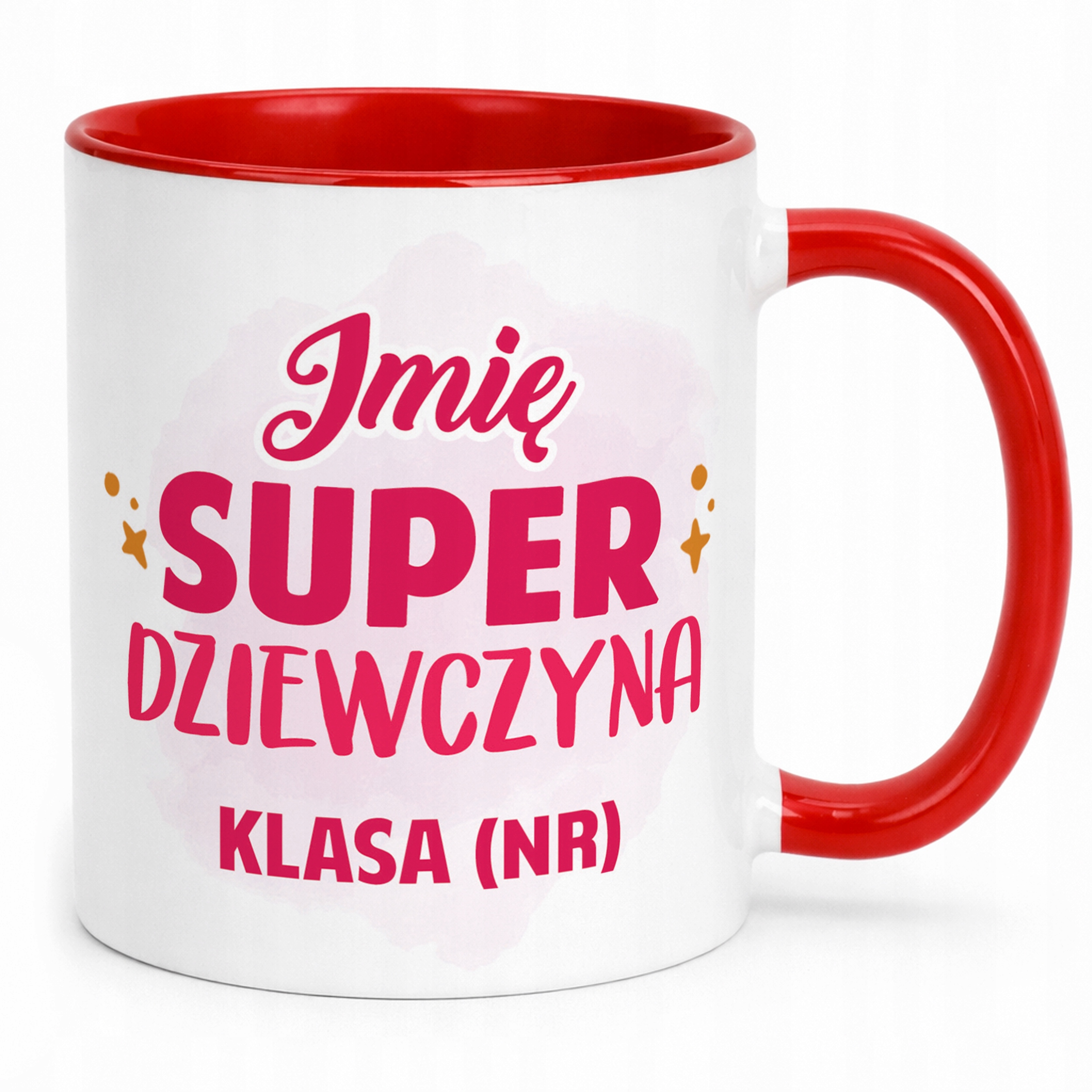 Kubek Czerwony Z Imieniem Klasa Dzień Kobiet Dla Dziewczynki Prezent