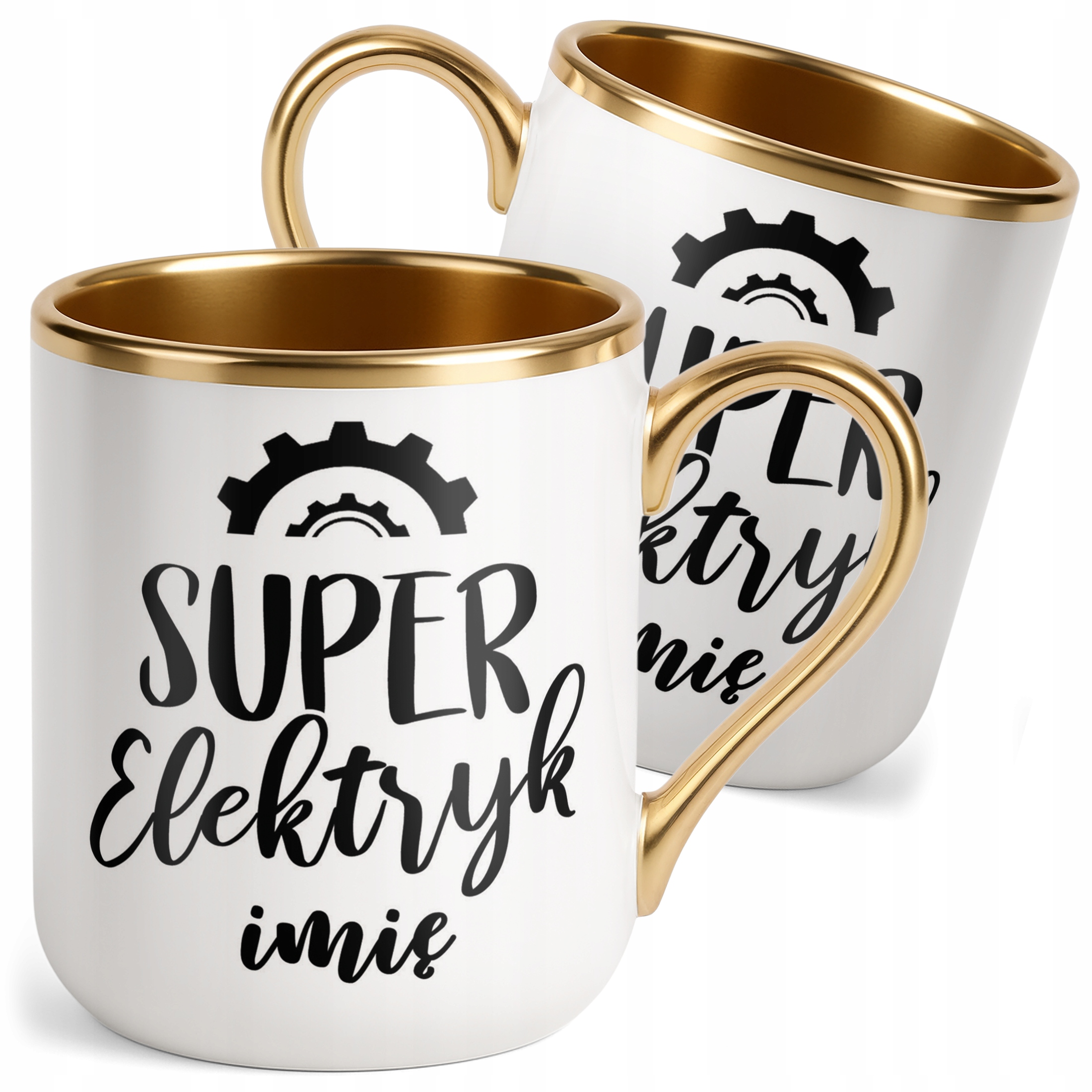 Kubek Premium Złoty Personalizowany Super Elektryk Prezent Upominek