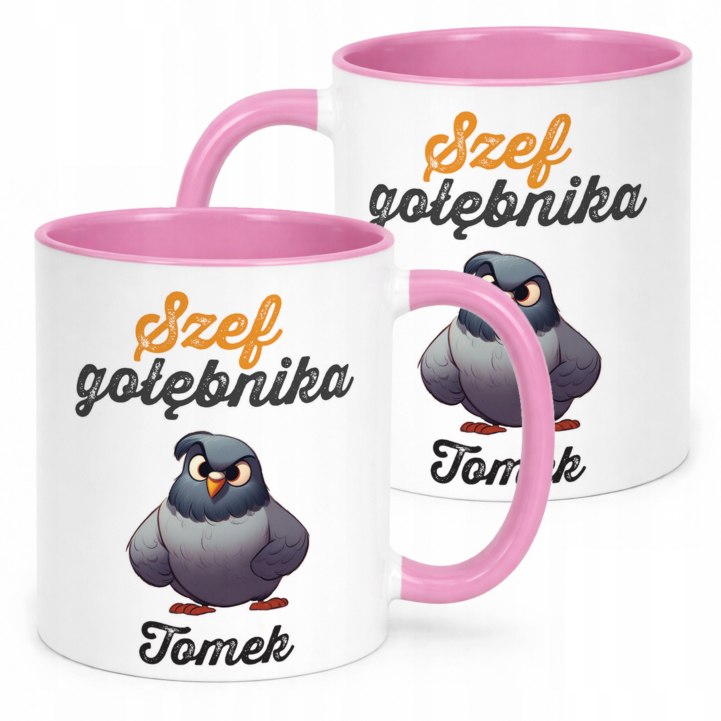 Kubek Różowy Personalizowany Dla Gołębiarza Prezent Dla Hodowcy Gołębi