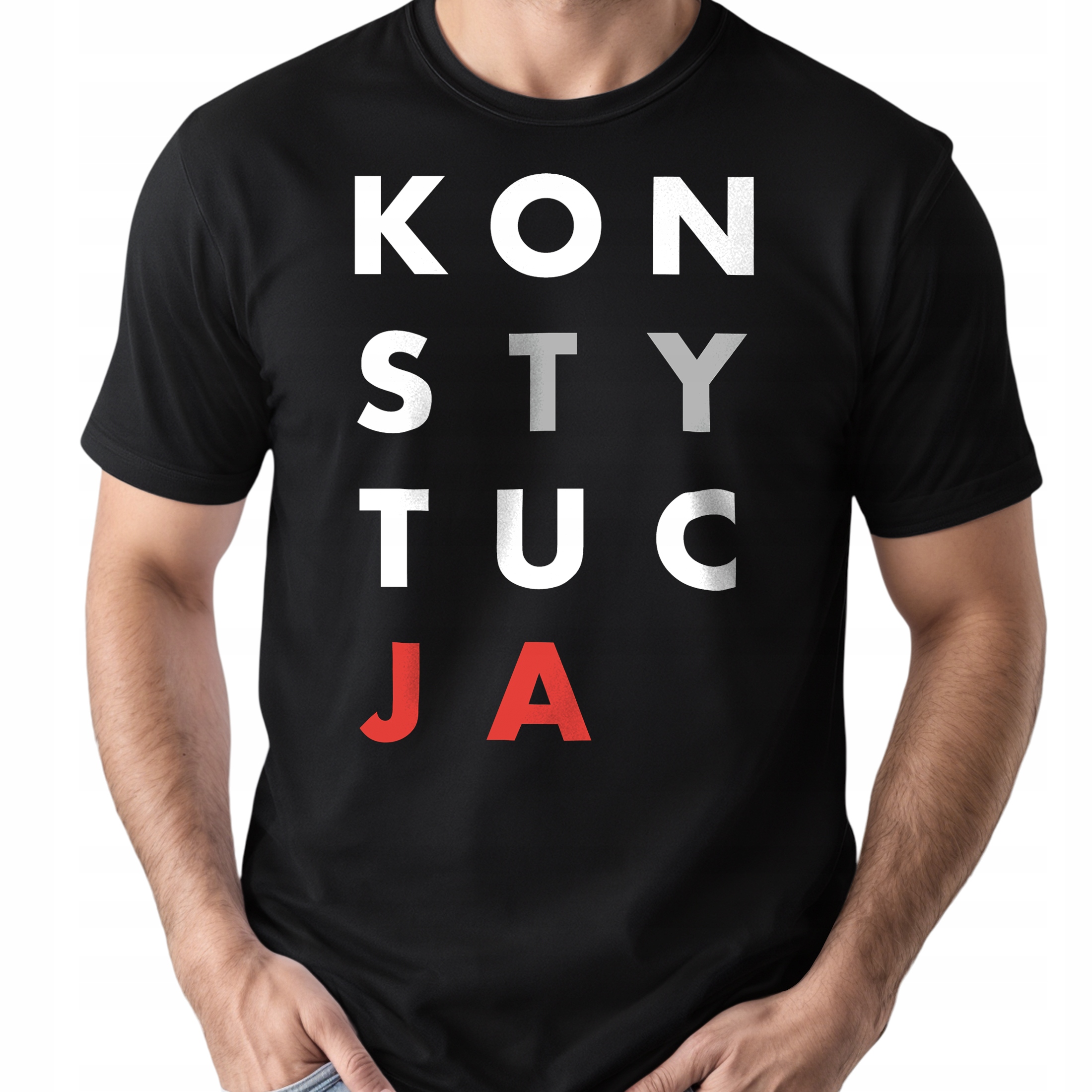 Koszulka czarna męska Konstytucja Zabawny Prezent Upominek