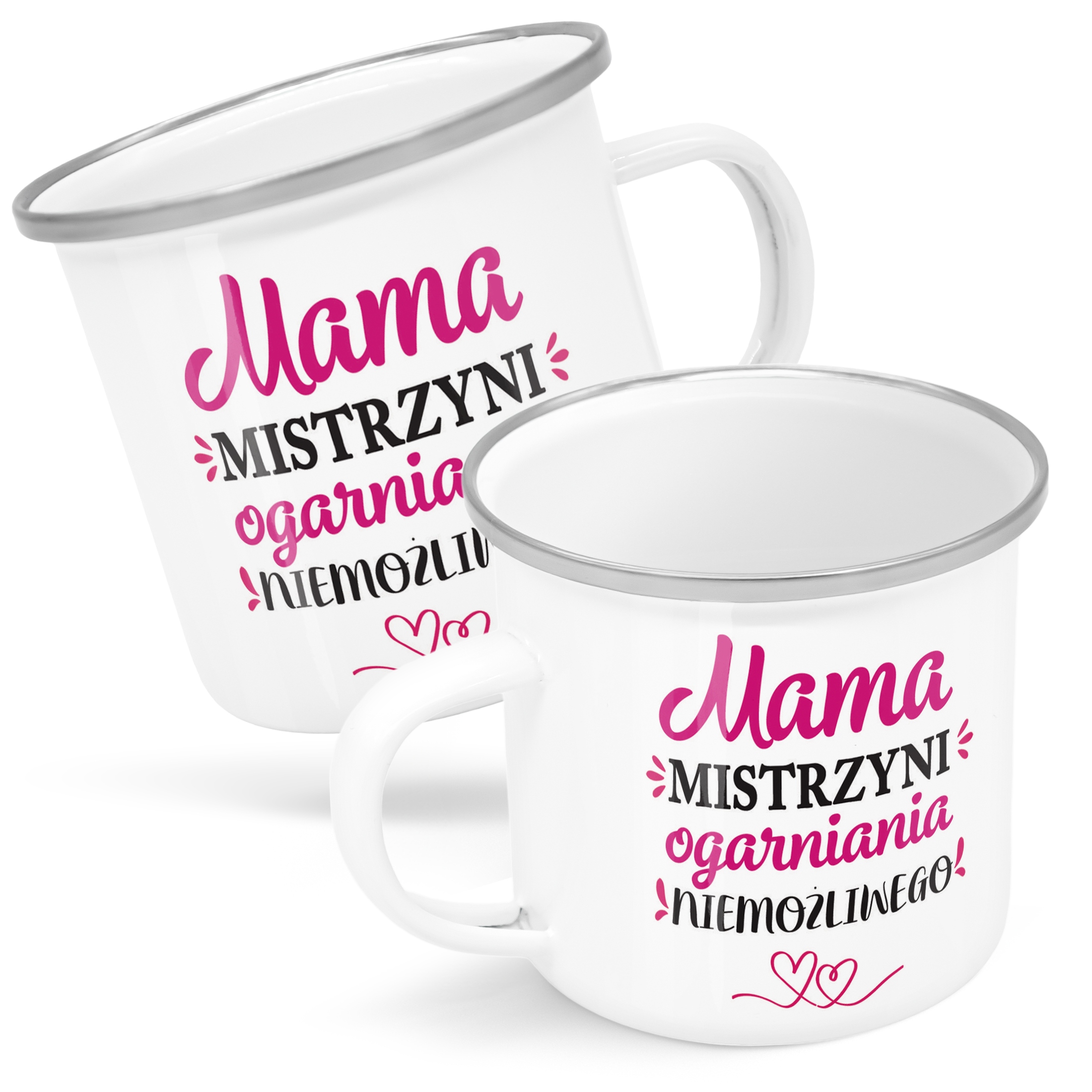 Emaliowany Kubek Garnuszek Dzień Matki Dla Mamy Prezent Mama Mistrzyni