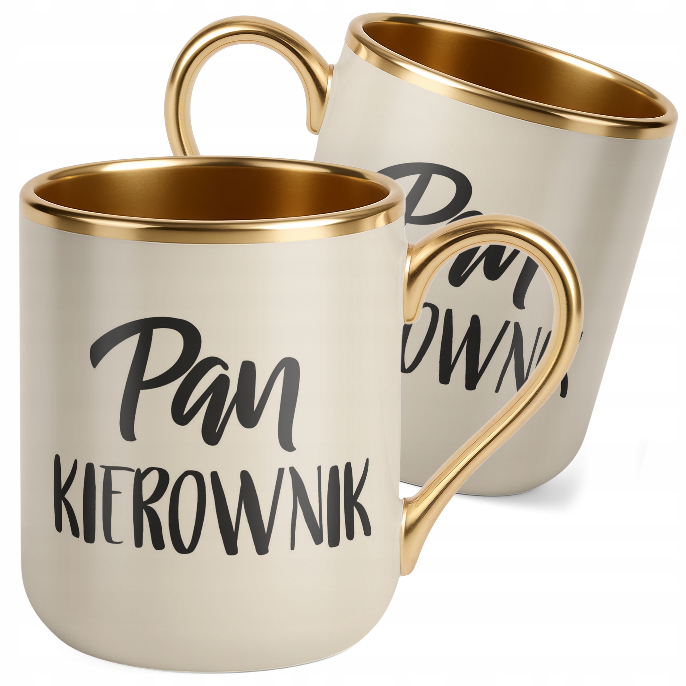 Kubek Premium Złoty Ecru Pan Kierownik Dla Mężczyzny Praca Prezent