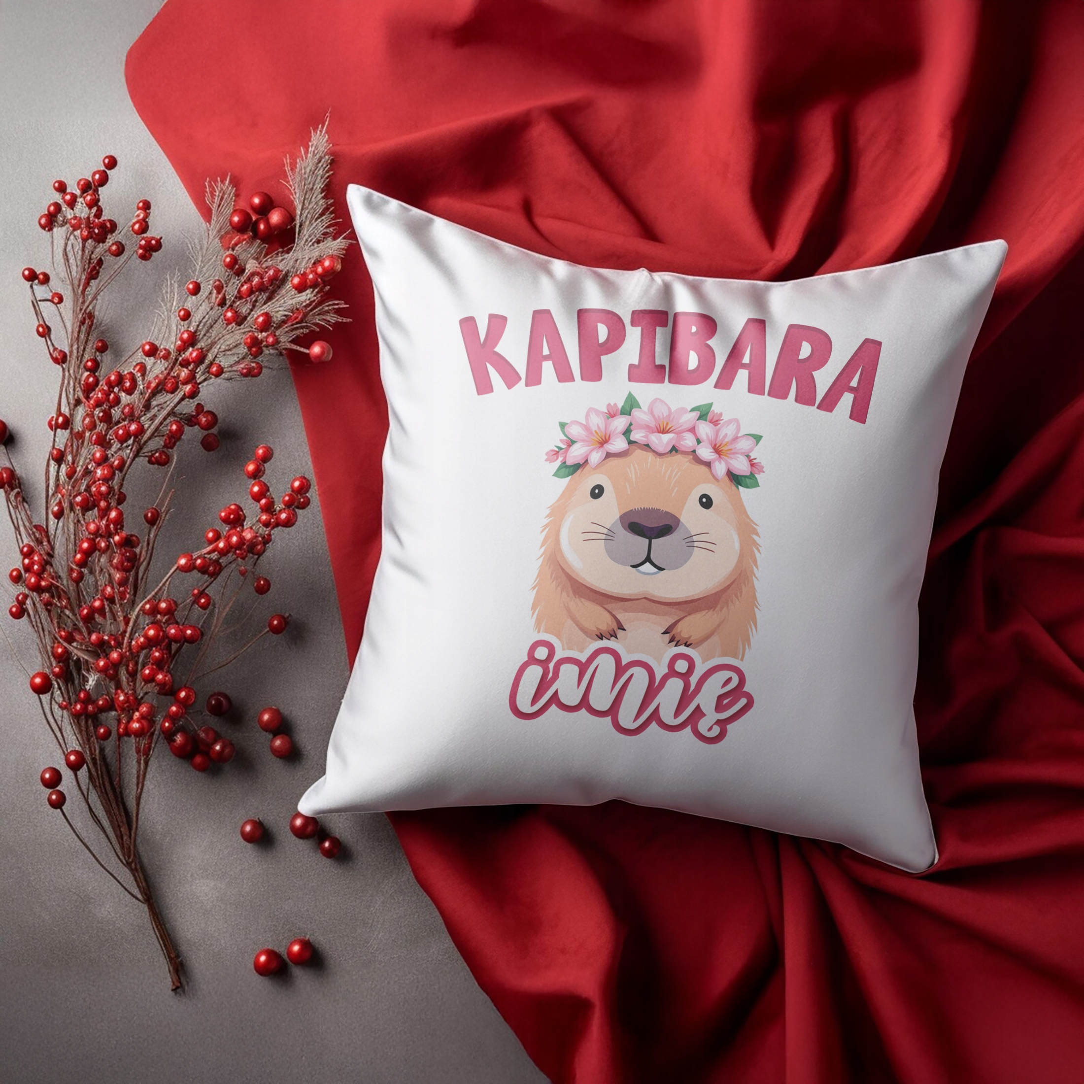Zestaw personalizowany Kubek + Poduszka Kapibara Capybara Zwierzak Prezent
