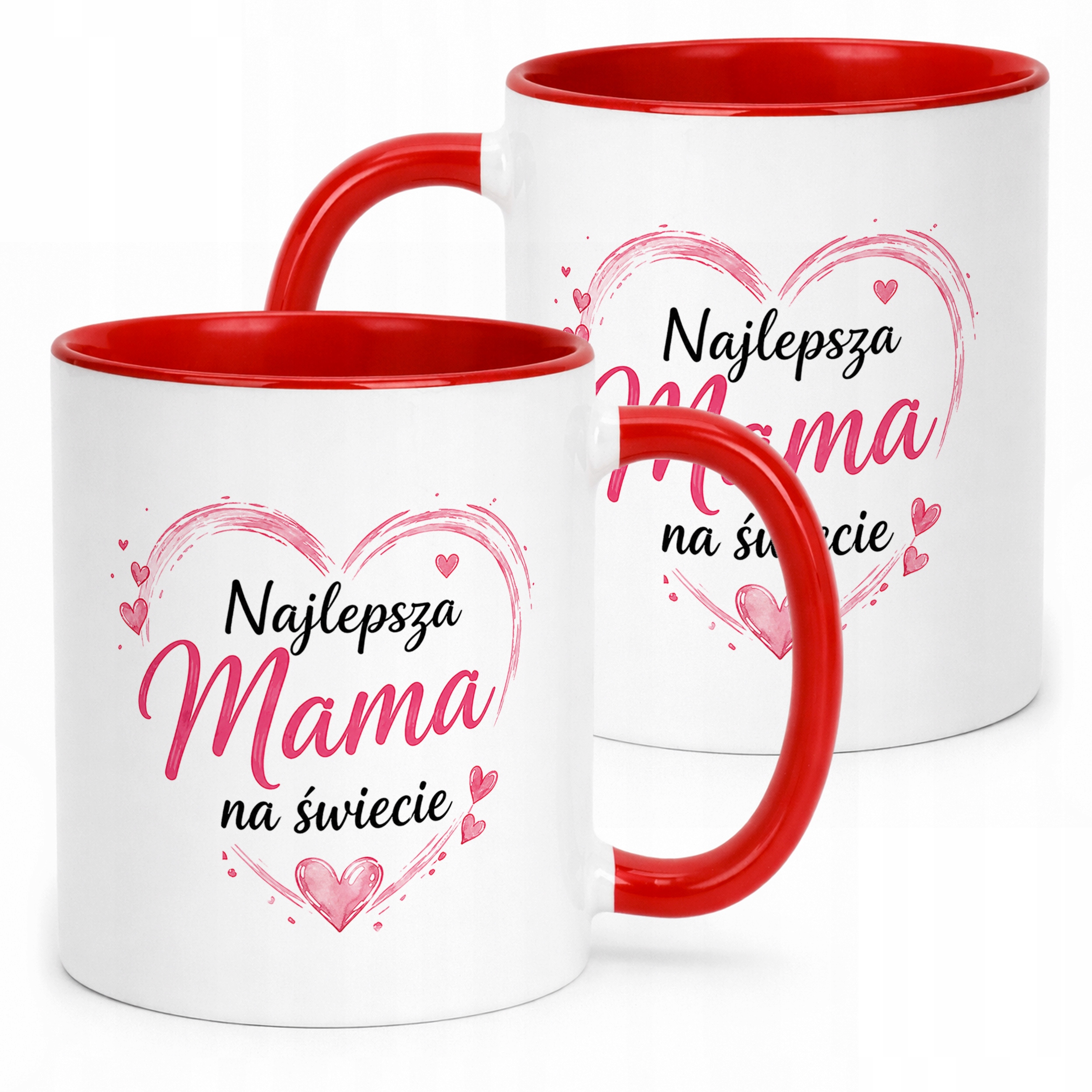Kubek czerwony dla mamy prezent na Dzień Matki piękny upominek dla mamy