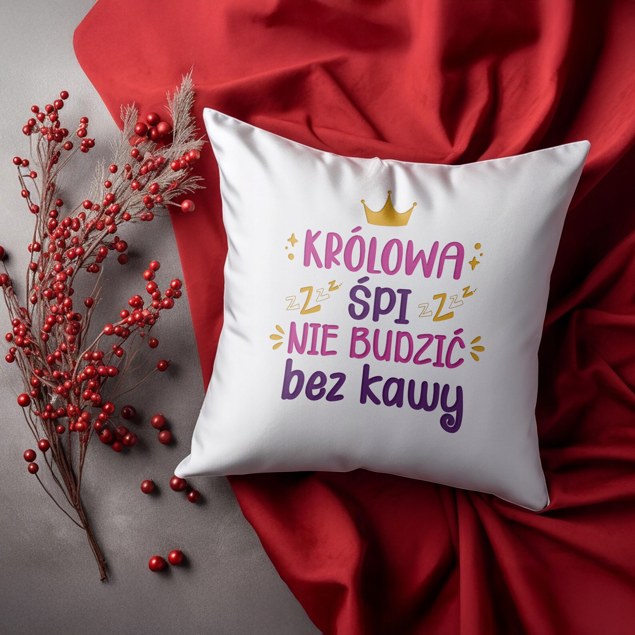 Poduszka 38x38cm Dzień Kobiet Prezent Dla Kobiety Królowa Śpi Nie Budzić