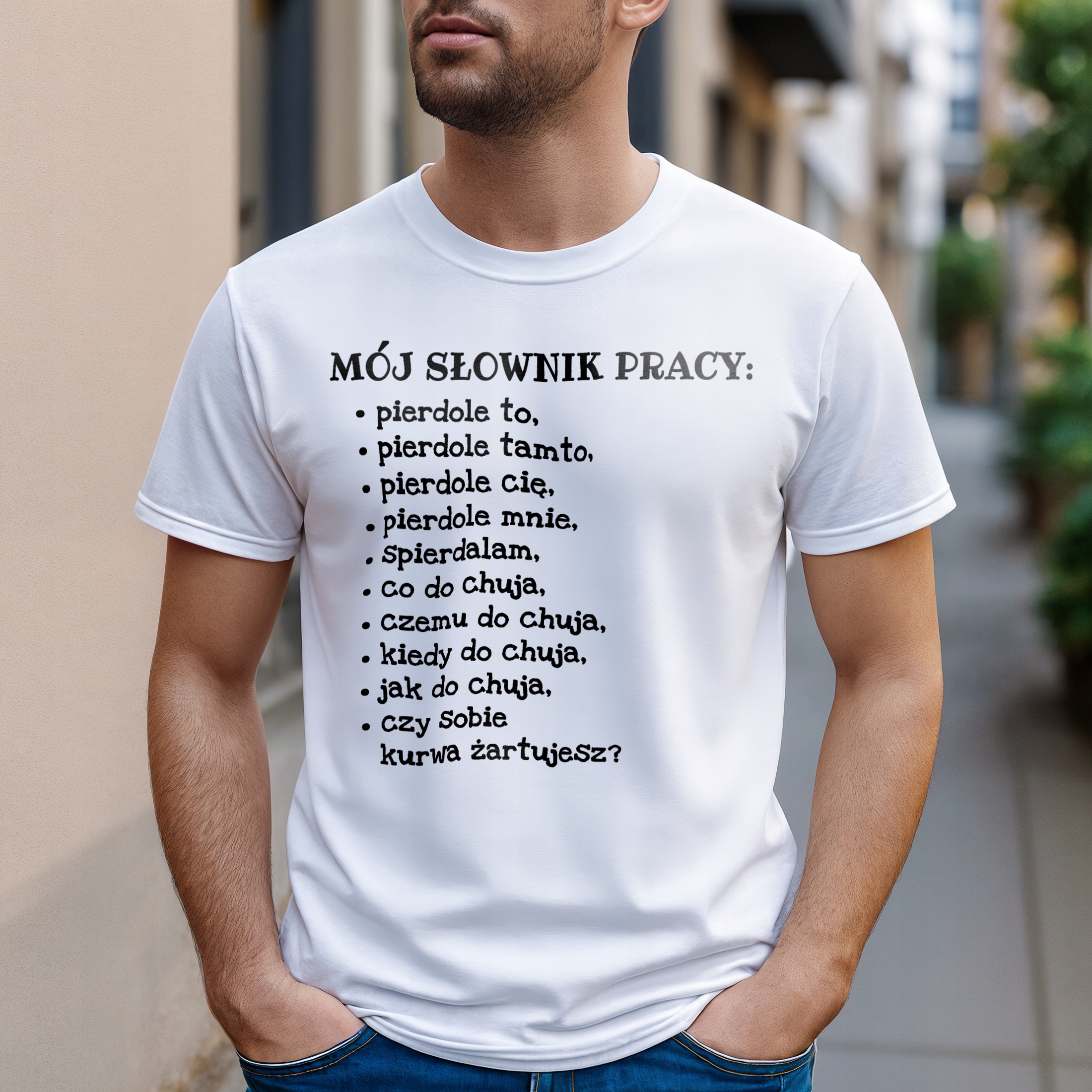 Koszulka biała męska Słownik Pracy Zabawny Prezent