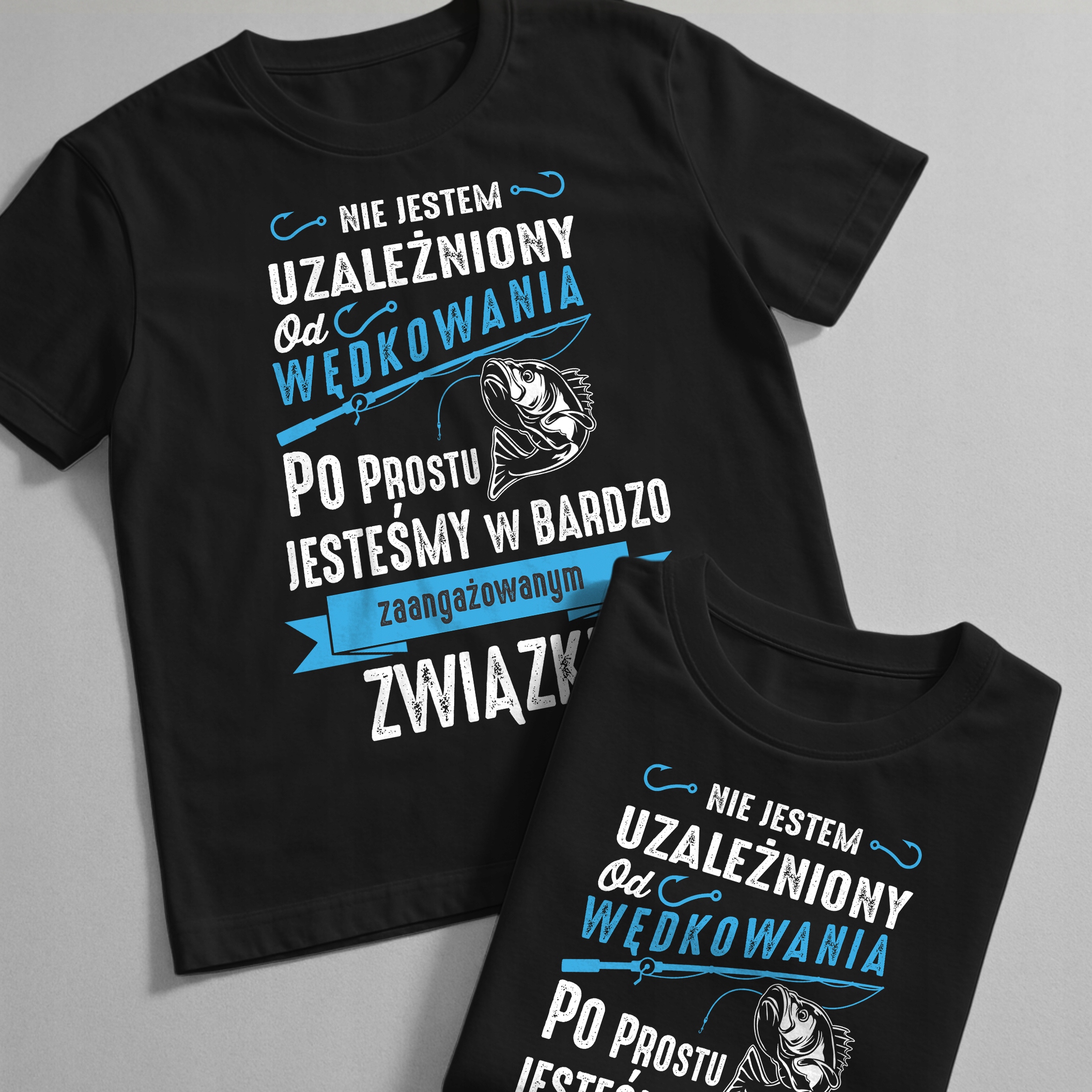 Koszulka czarna męska Dla Wędkarza Wędkowanie Ryby Prezent