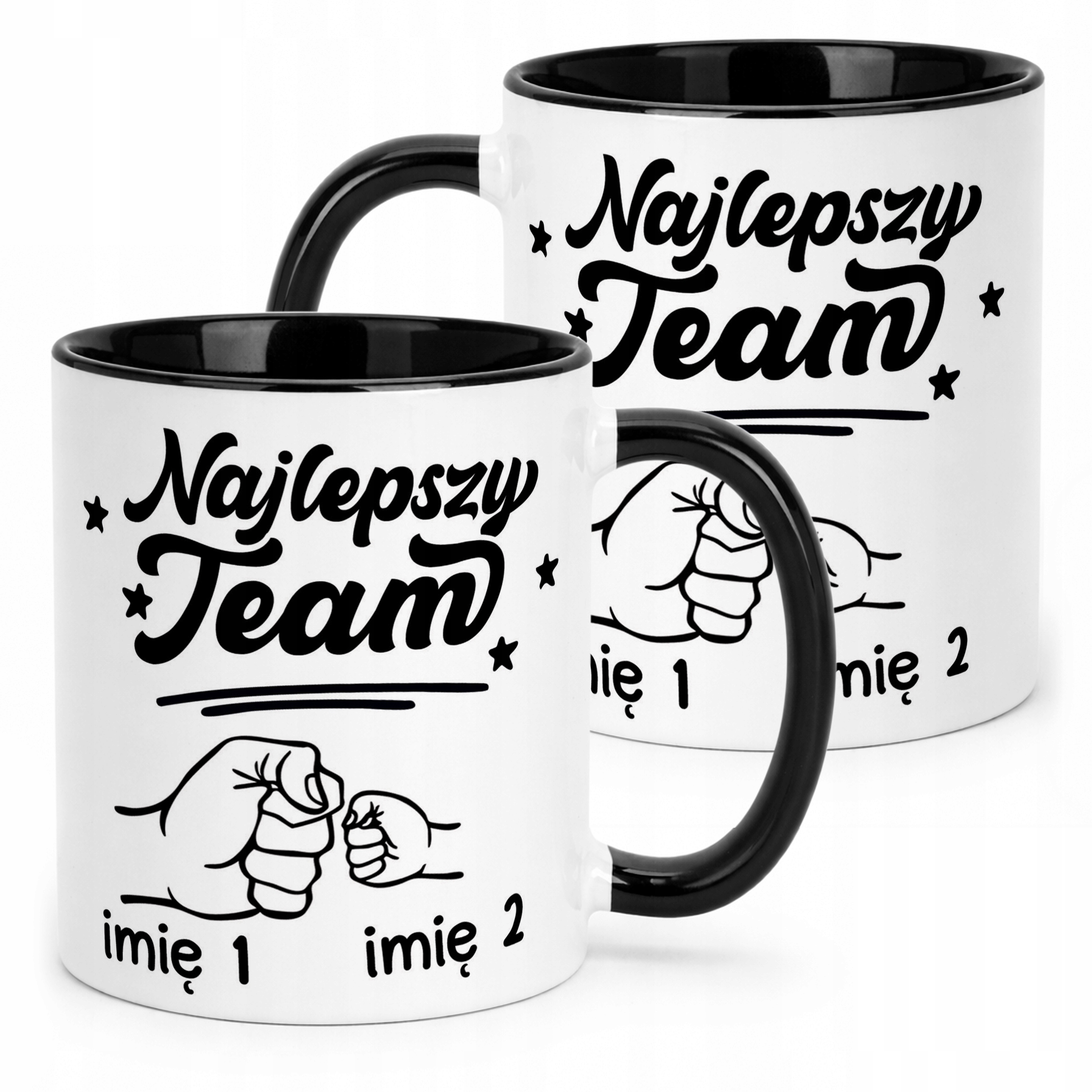Kubek Czarny Personalizowany Dzień Ojca Najlepszy Team Prezent