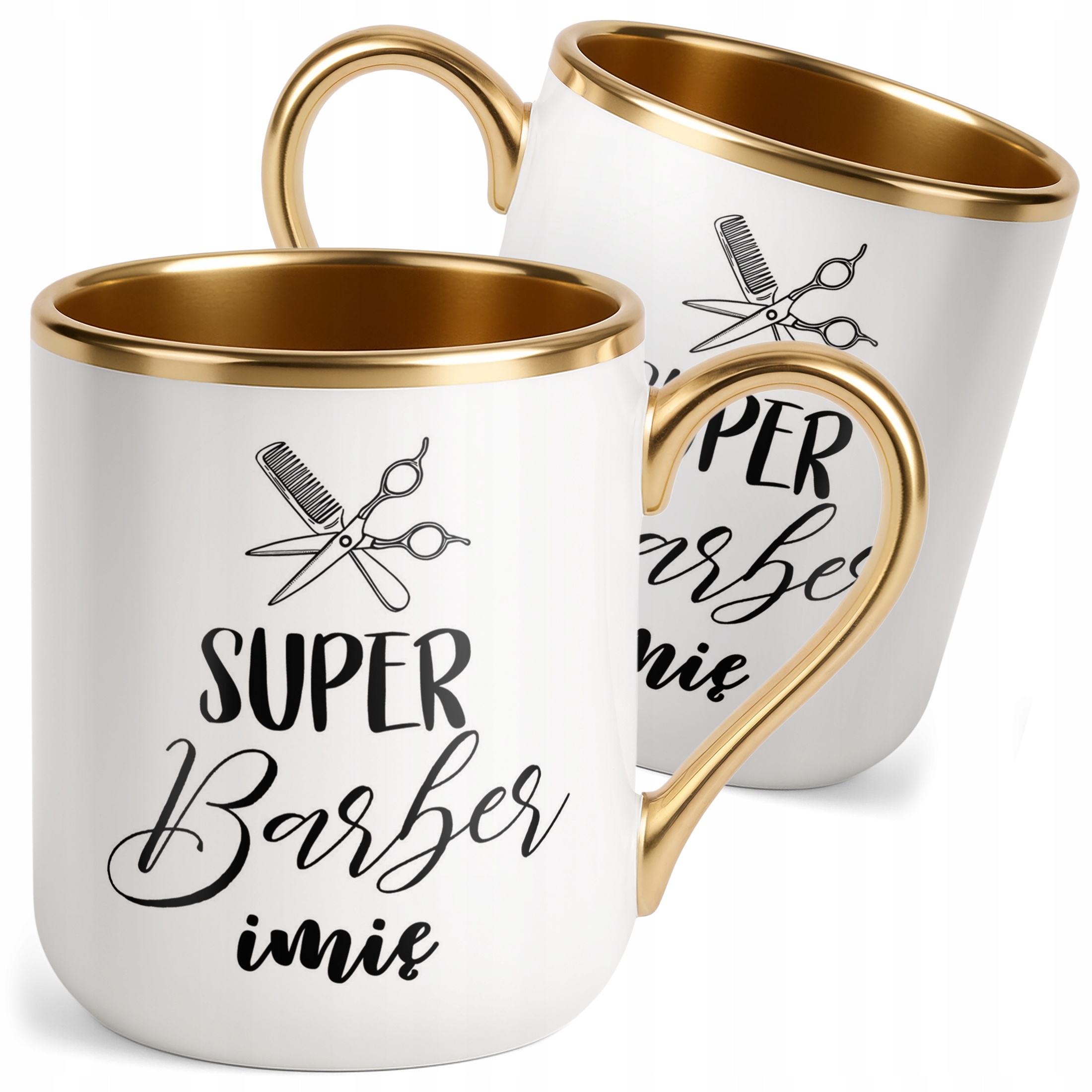 Kubek Premium Złoty Personalizowany Super Barber Dla Barbera Prezent