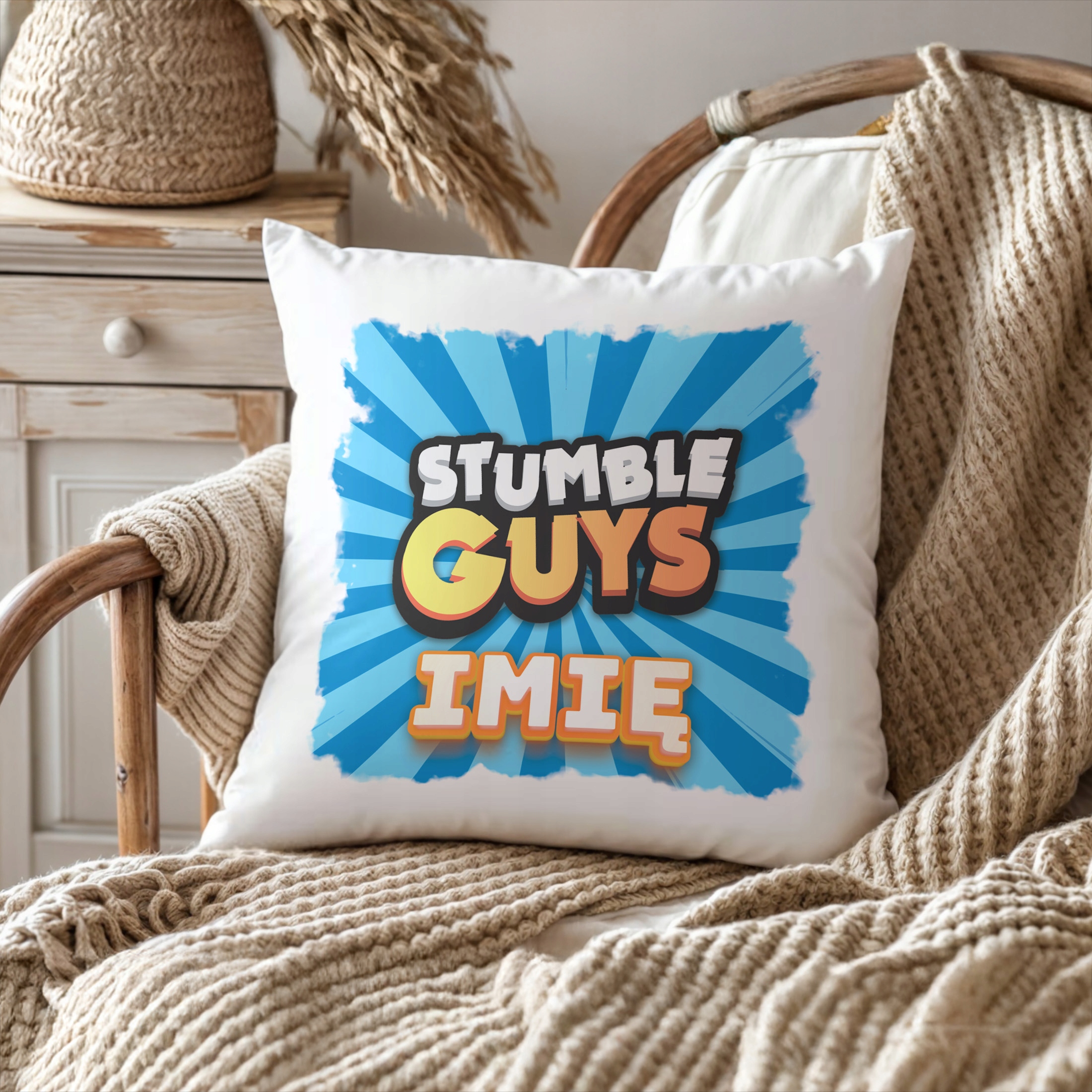 Zestaw Personalizowany Kubek + Poduszka 38×38 cm Dla Graczy STUMBLE GUY