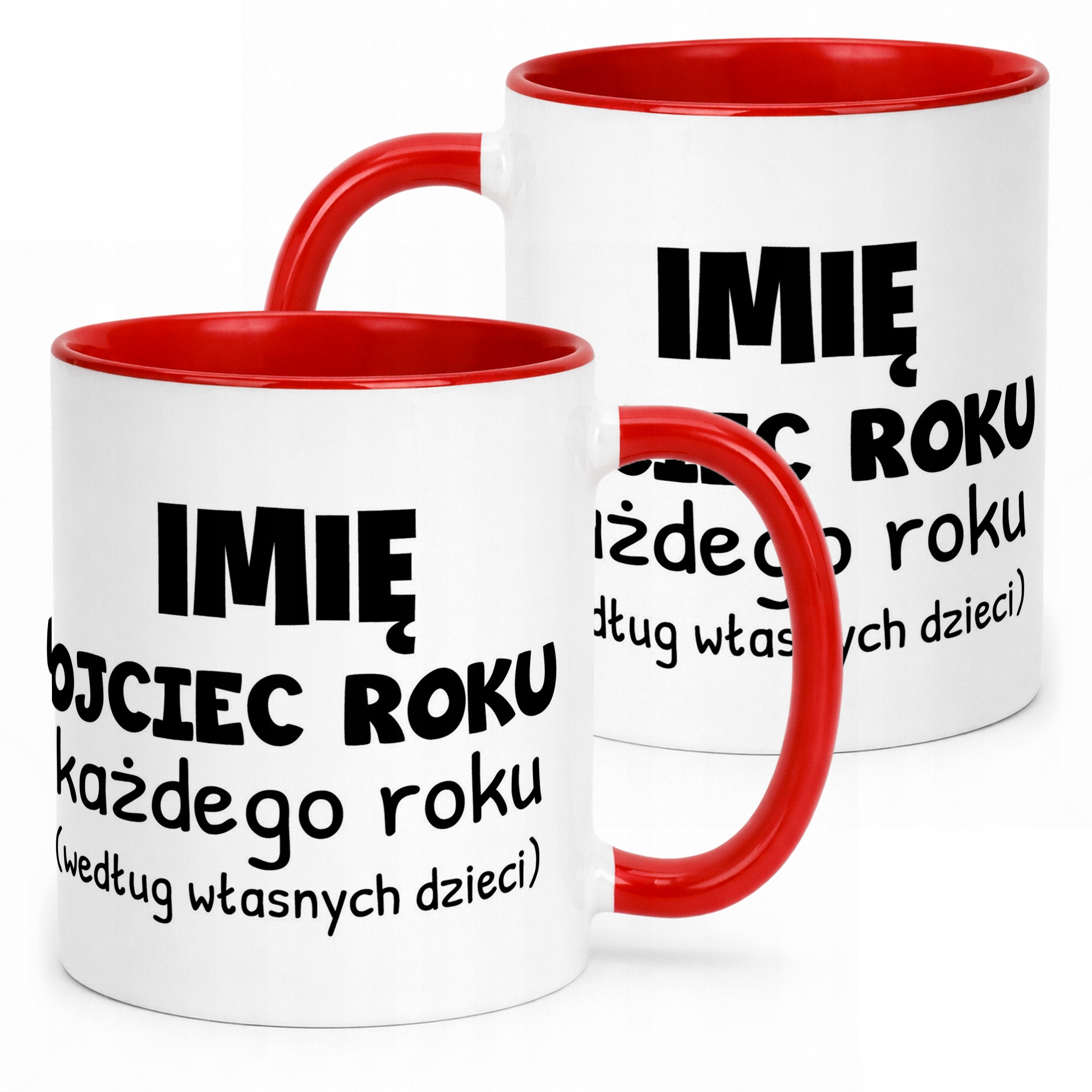 Kubek Czerwony Personalizowany Dzień Ojca Ojciec Roku Każdego Roku