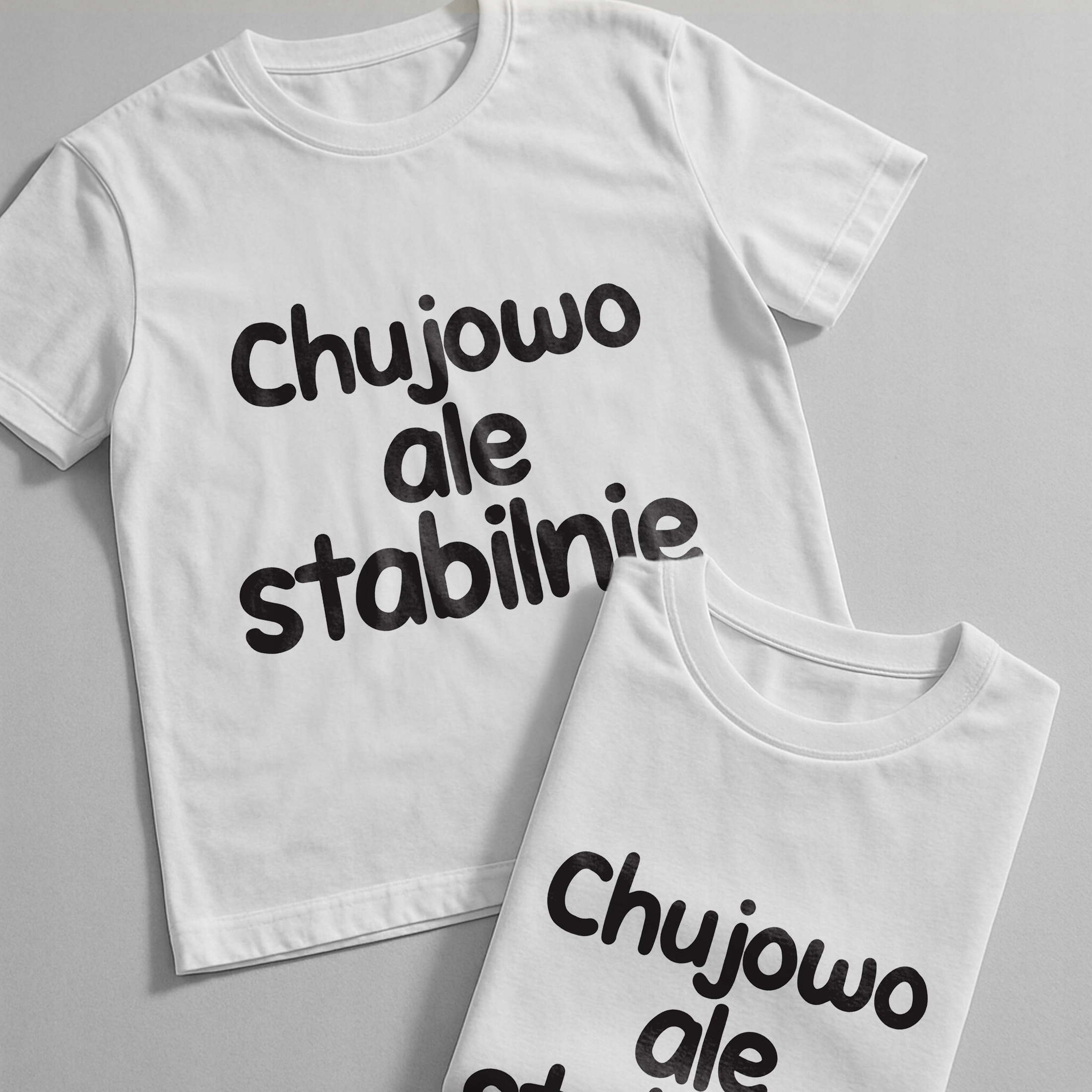 Koszulka biała męska Chuj**o Ale Stabilnie Zabawny Prezent r. 3XL