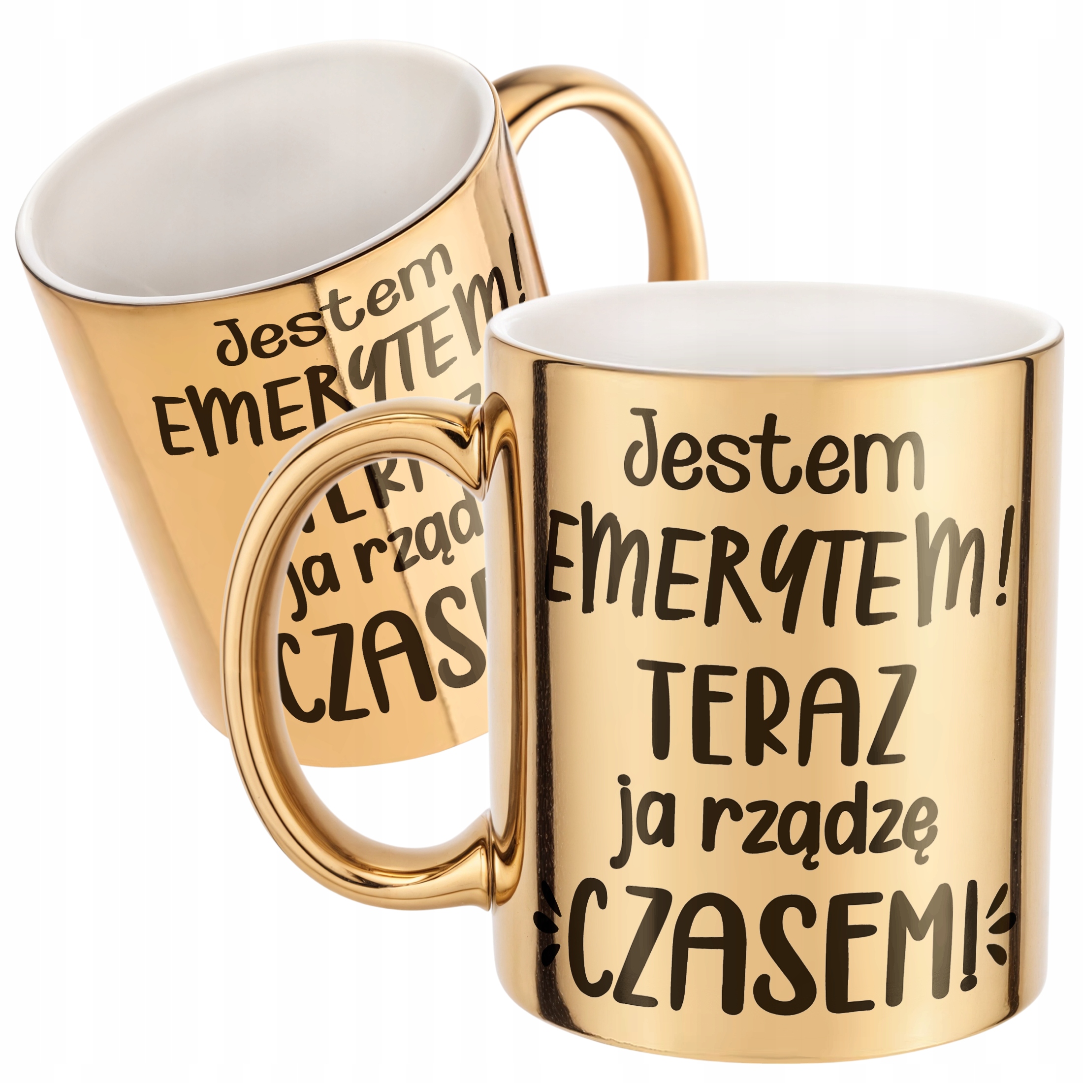 Złoty Kubek ceramiczny z okazji Emerytury Dla Emeryta Prezent Upominek
