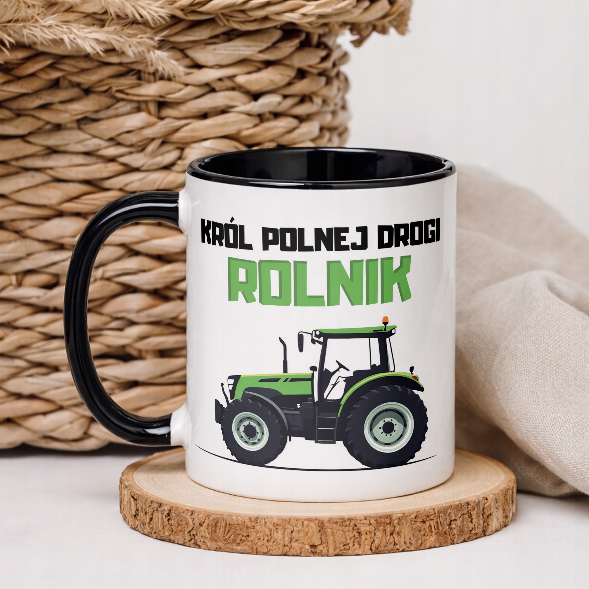 Kubek Czarny Rolnik Dla Rolnika Traktor Zabawny Prezent Upominek