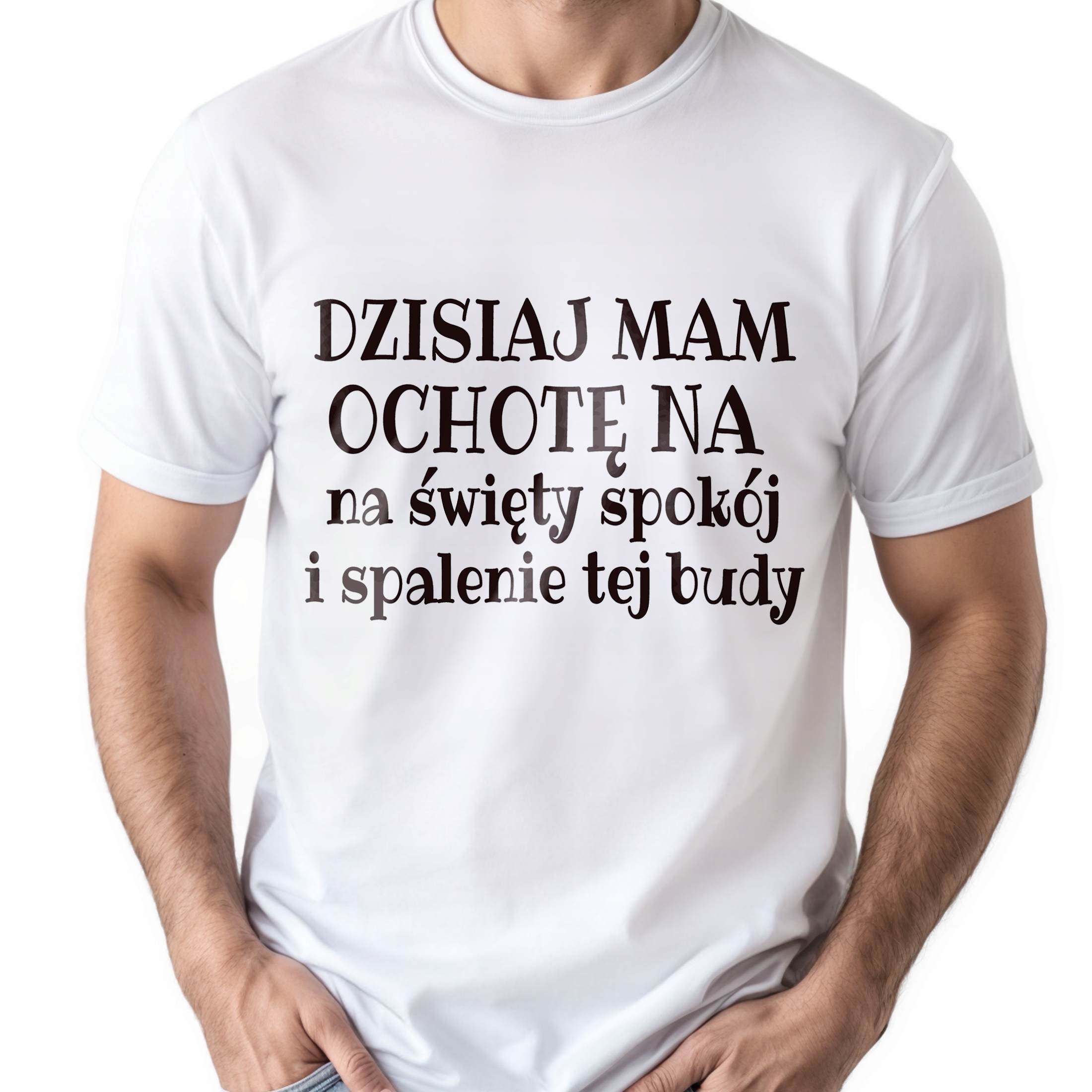 Koszulka biała męska Dziś Mam Ochotę Na Święty Spokój
