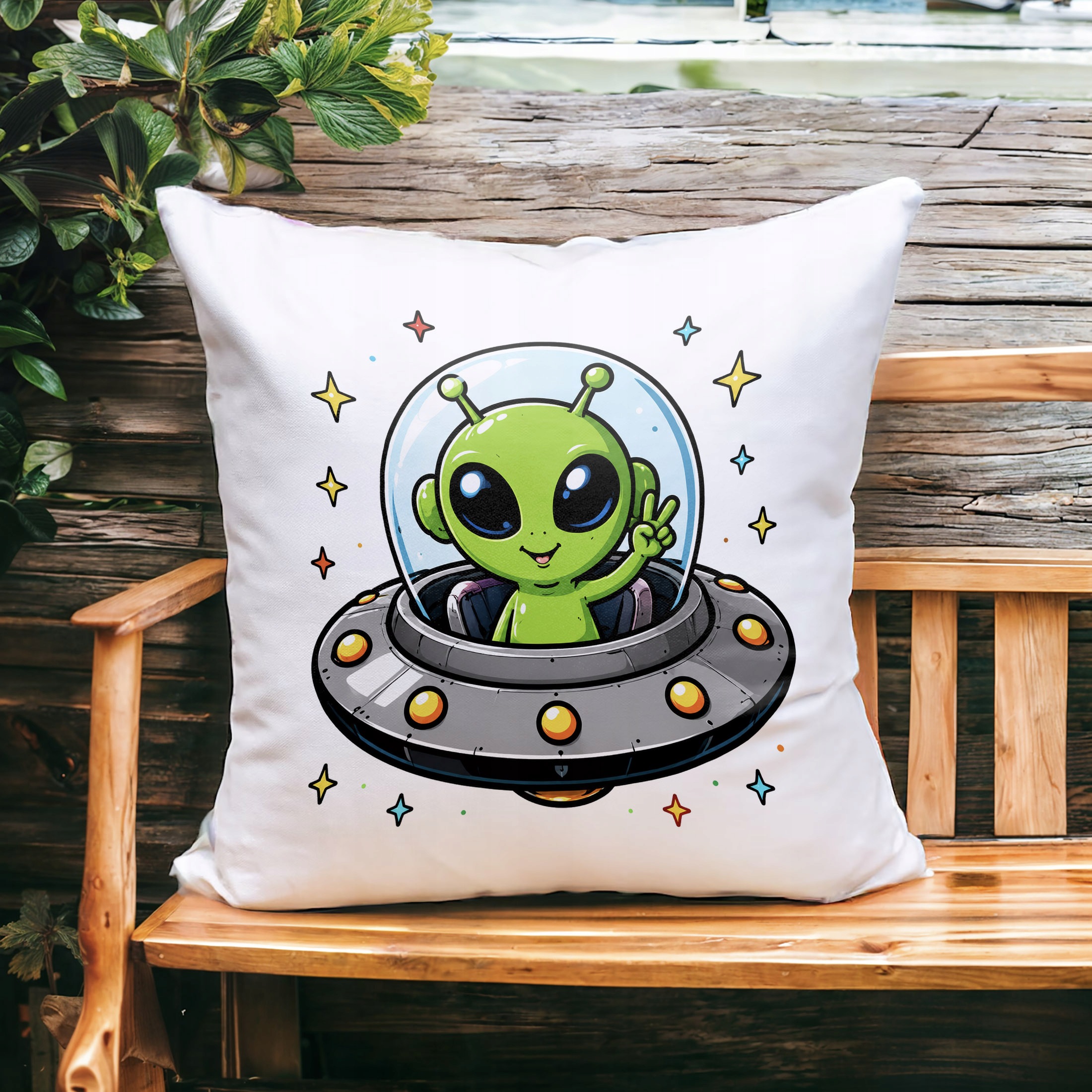 Zestaw Kubek Biały Poduszka Z Nadrukiem Kosmita UFO Prezent
