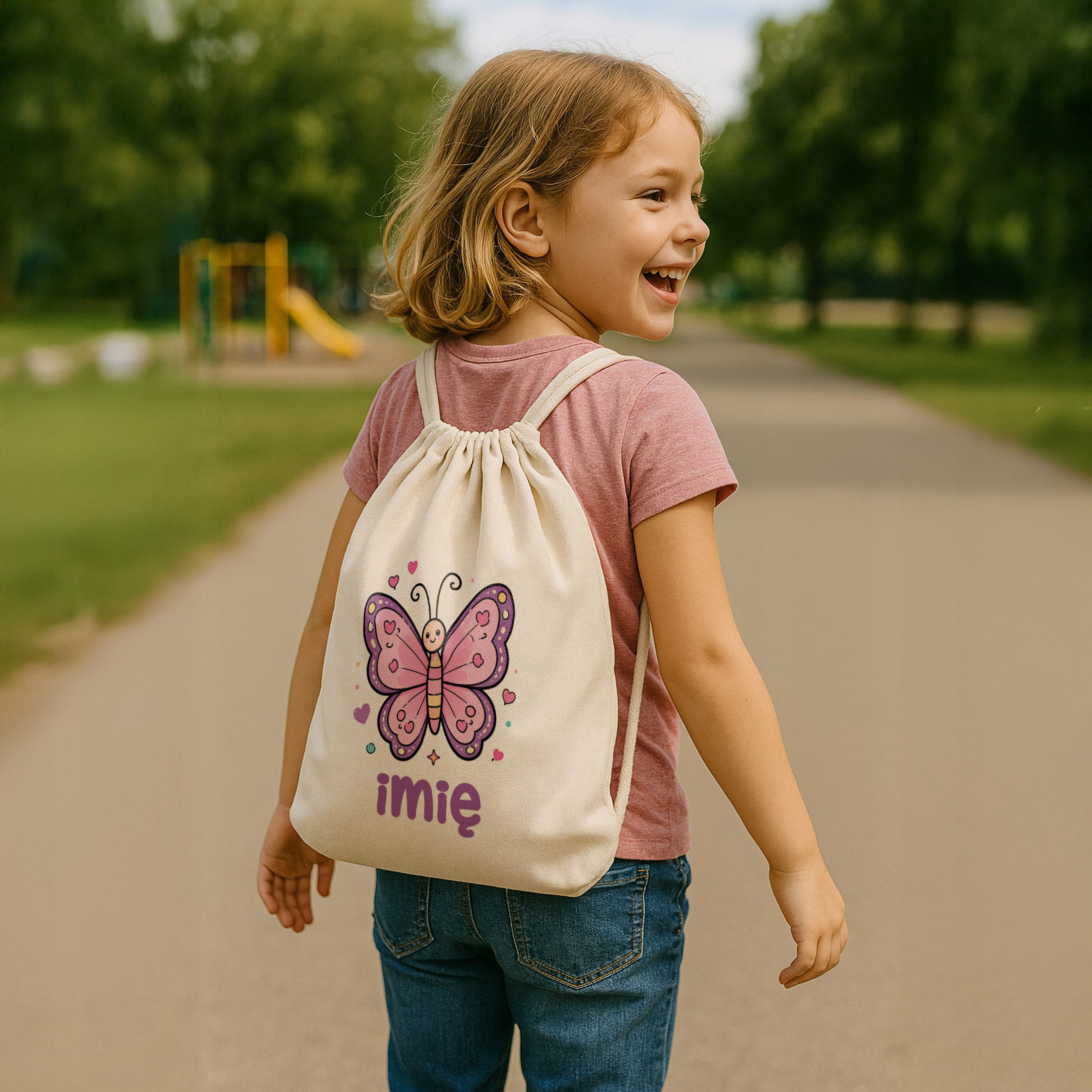 Zestaw Personalizowany Plecak Worek Kubek Motylek Prezent