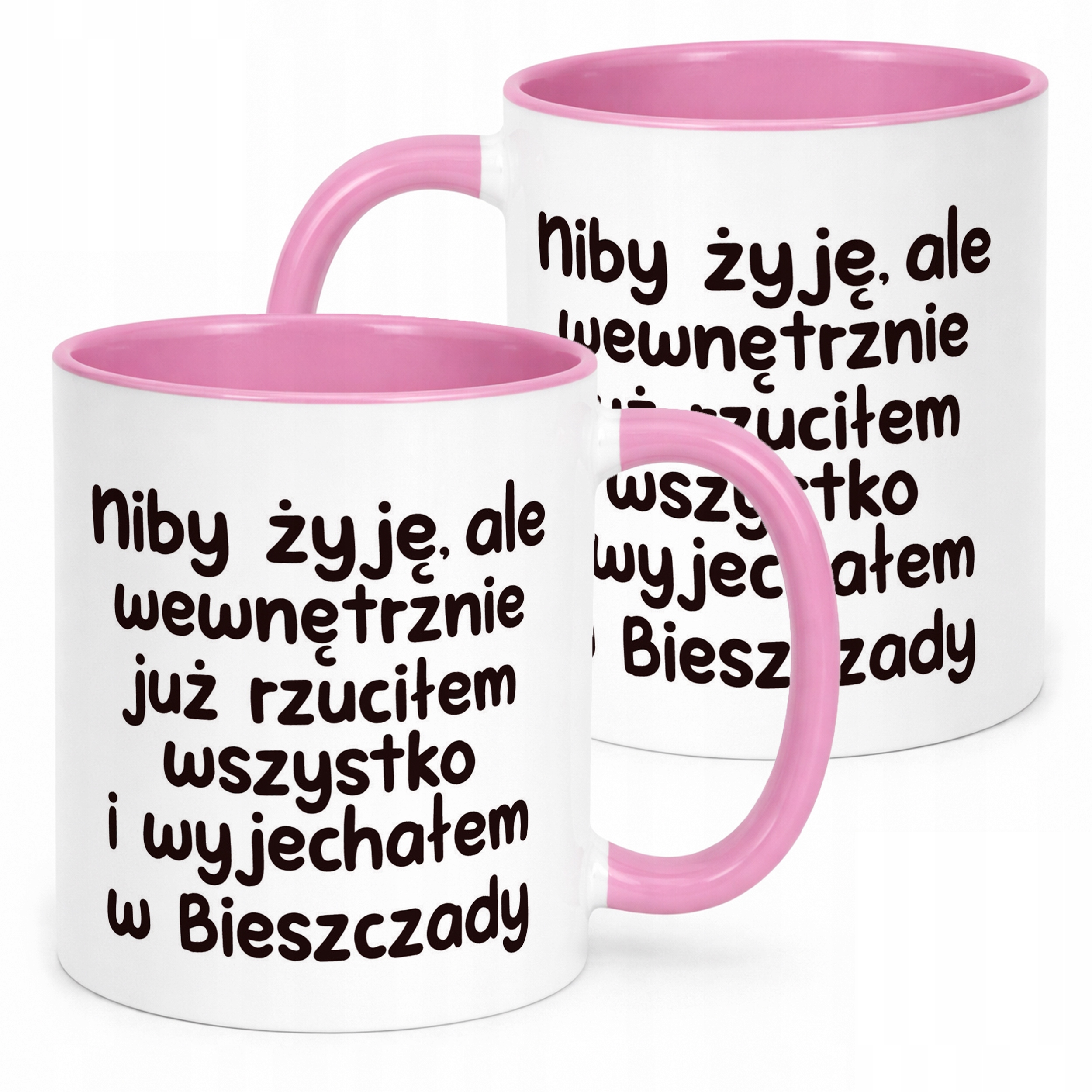Kubek Różowy Niby Żyję Ale Wewnętrznie Śmieszny Zabawny Prezent