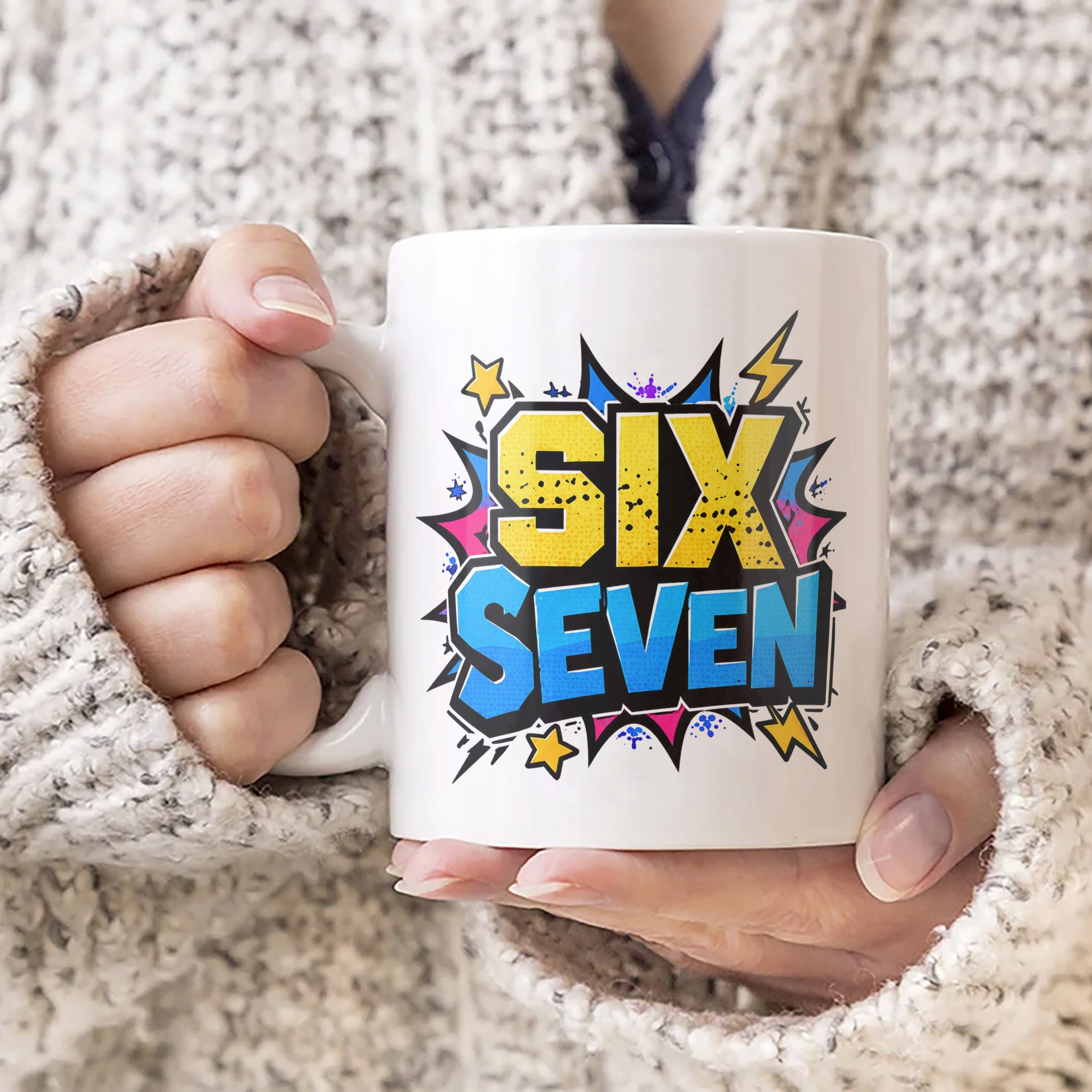 Zestaw Kubek Biały Poduszka Z Nadrukiem SIX SEVEN Prezent