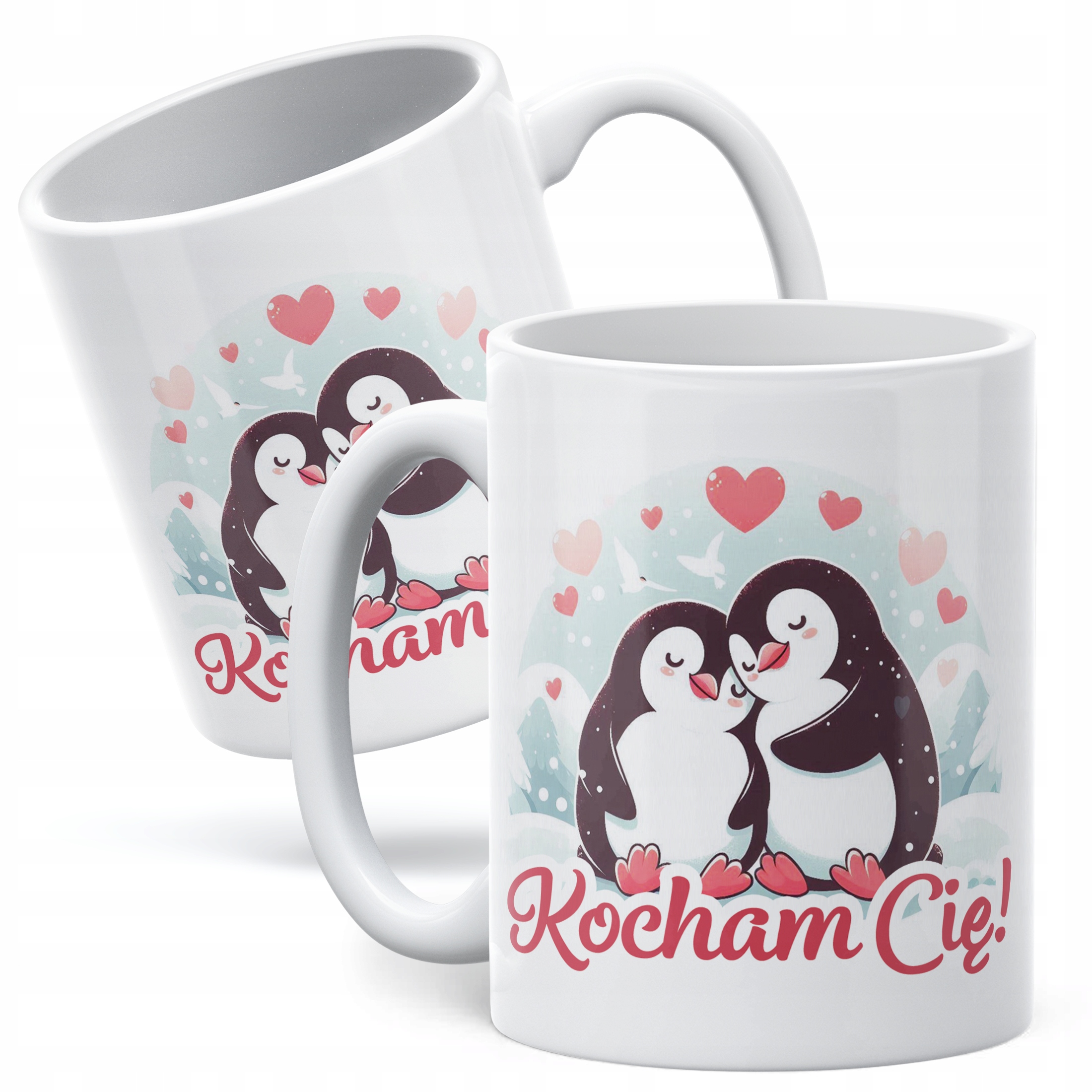 Kubek ceramiczny 330ml Walentynki Kocham Cię Pingwin Prezent Upominek Serce