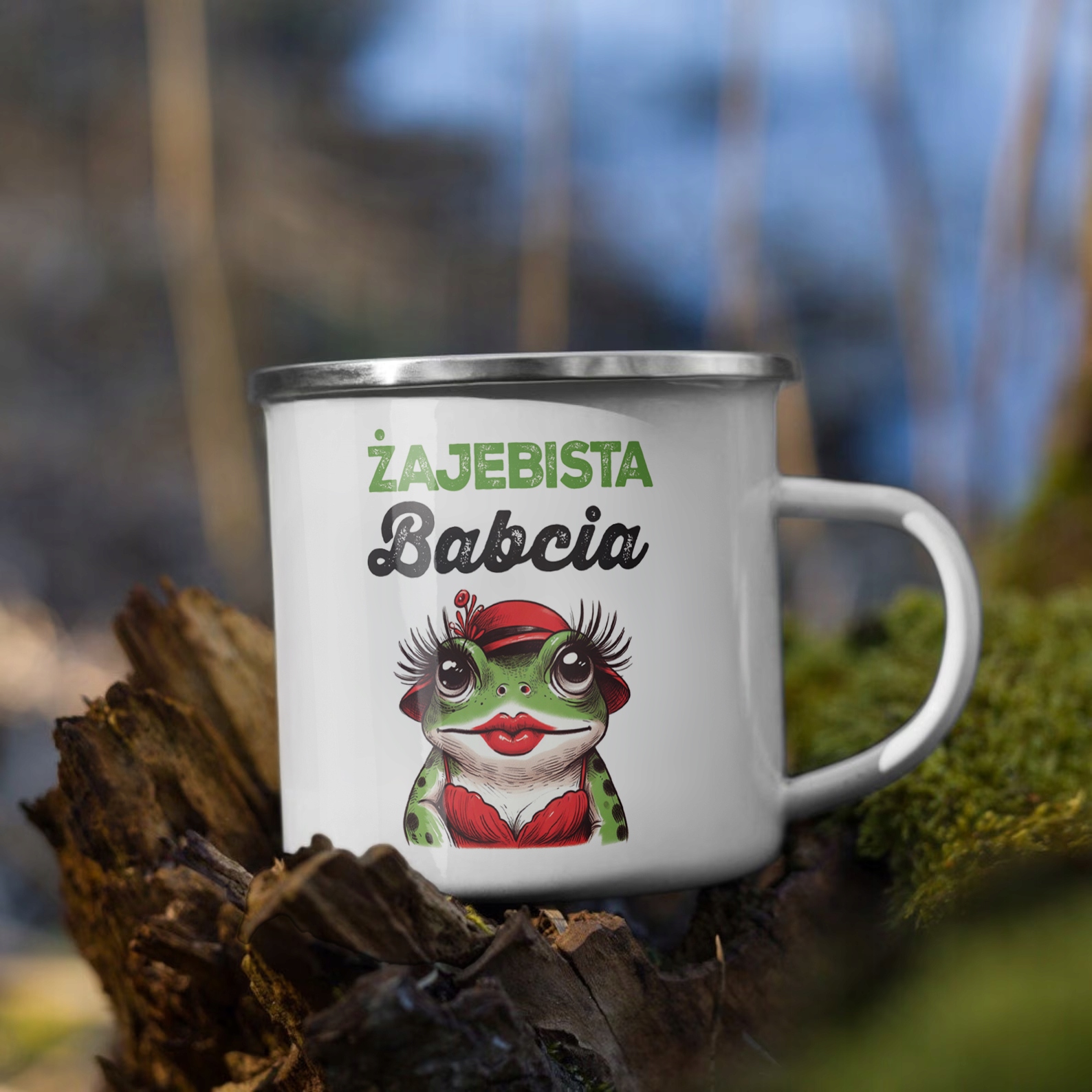 Emaliowany Kubek Garnuszek 300 ml Dzień Babci Prezent Żajebista Babcia
