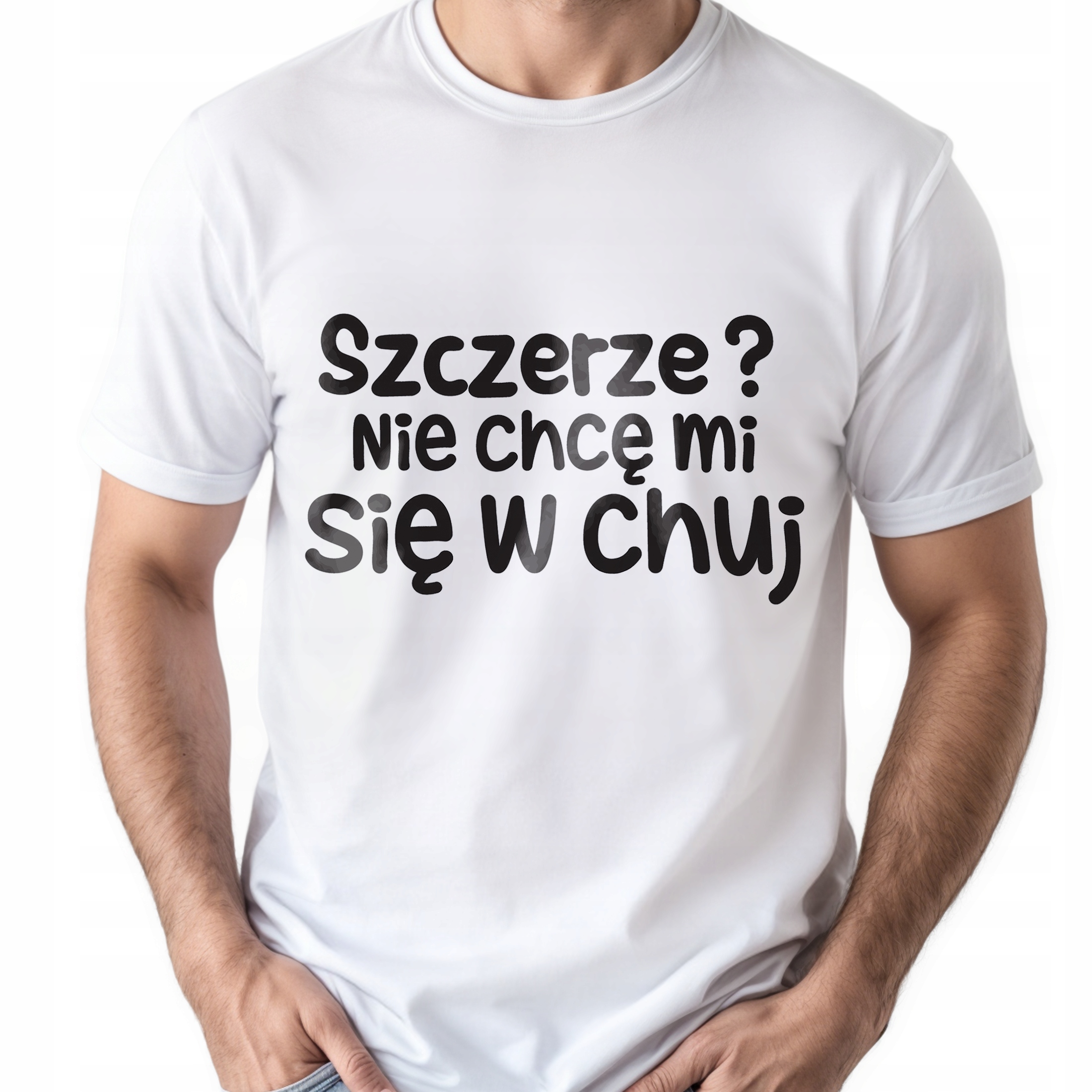 Koszulka biała męska Szczerze Nie Chcę Mi Się Zabawny Prezent r. 3XL