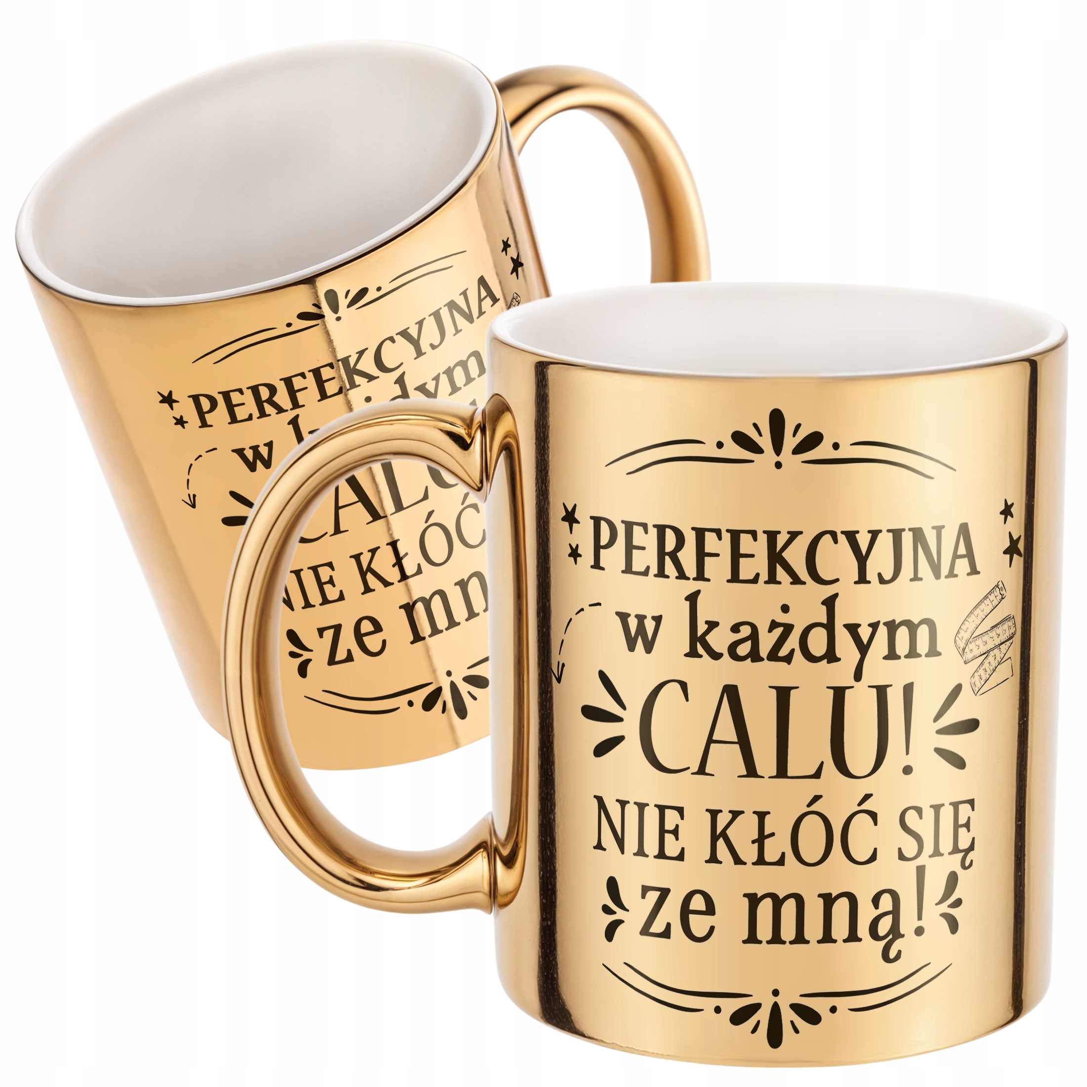 Złoty kubek na prezent Dzień Kobiet Perfekcyjna w Każdym Calu Prezent