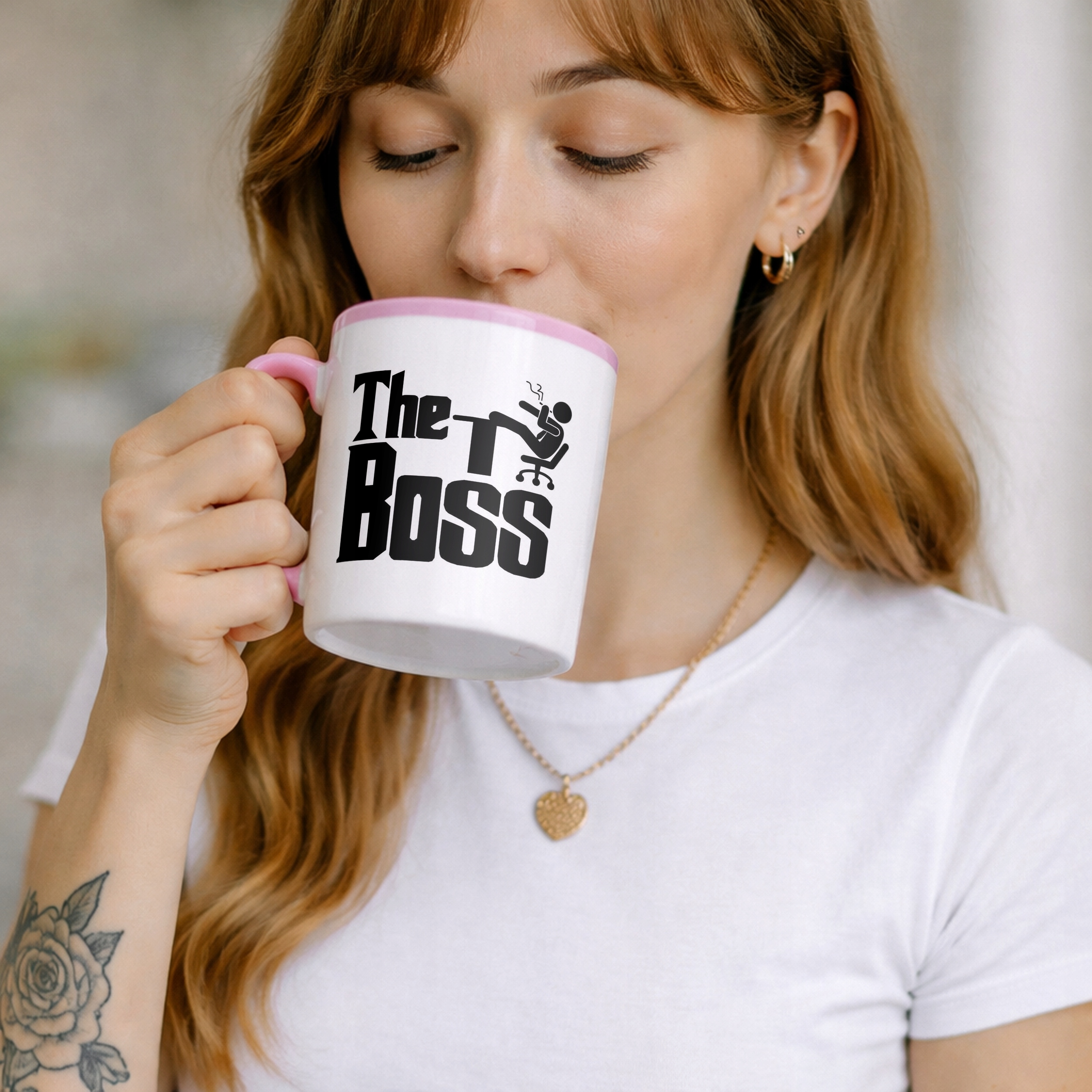 Kubek Różowy The Boss Dla Szefa Prezent Upominek Praca