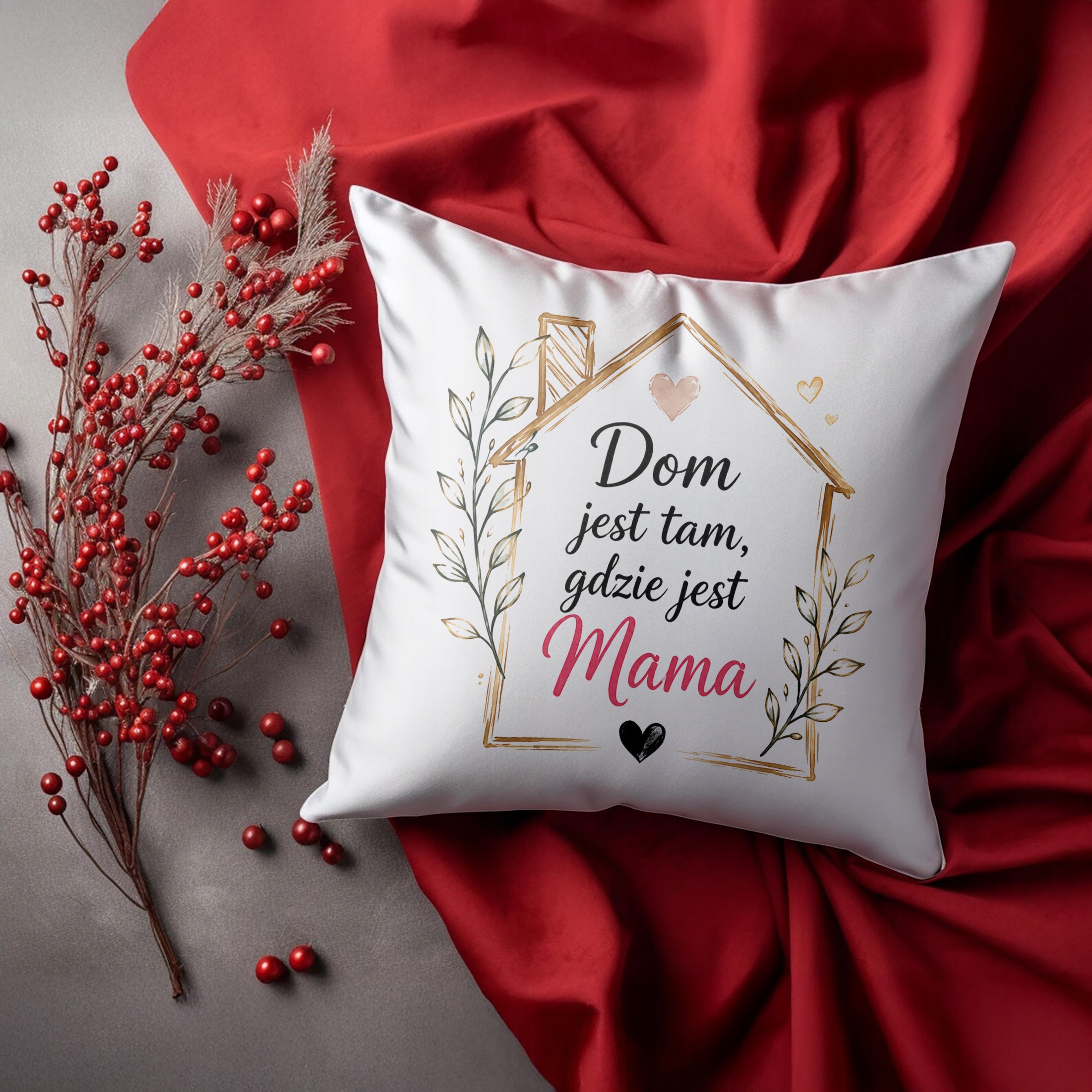 Poduszka dla mamy 38x38cm prezent na Dzień Matki uroczy upominek dla mamy