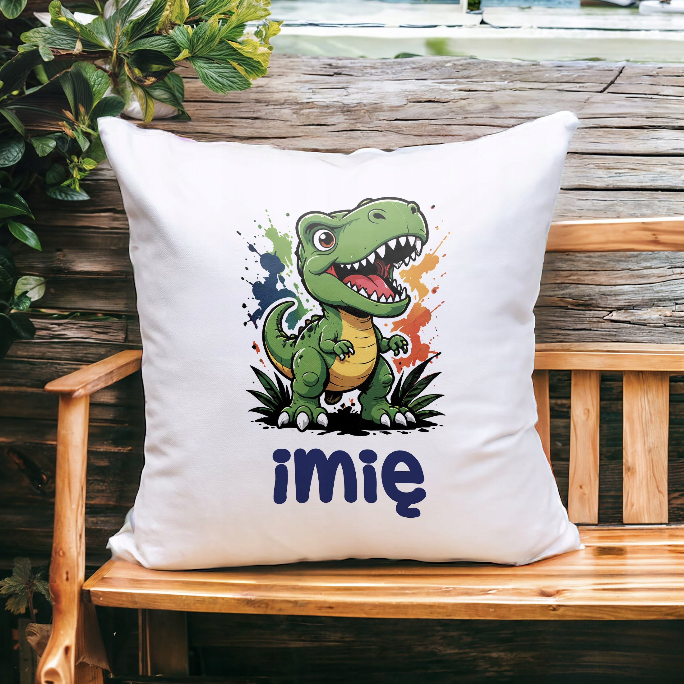 Zestaw Personalizowany Kubek Czarny Poduszka T-rex Prezent
