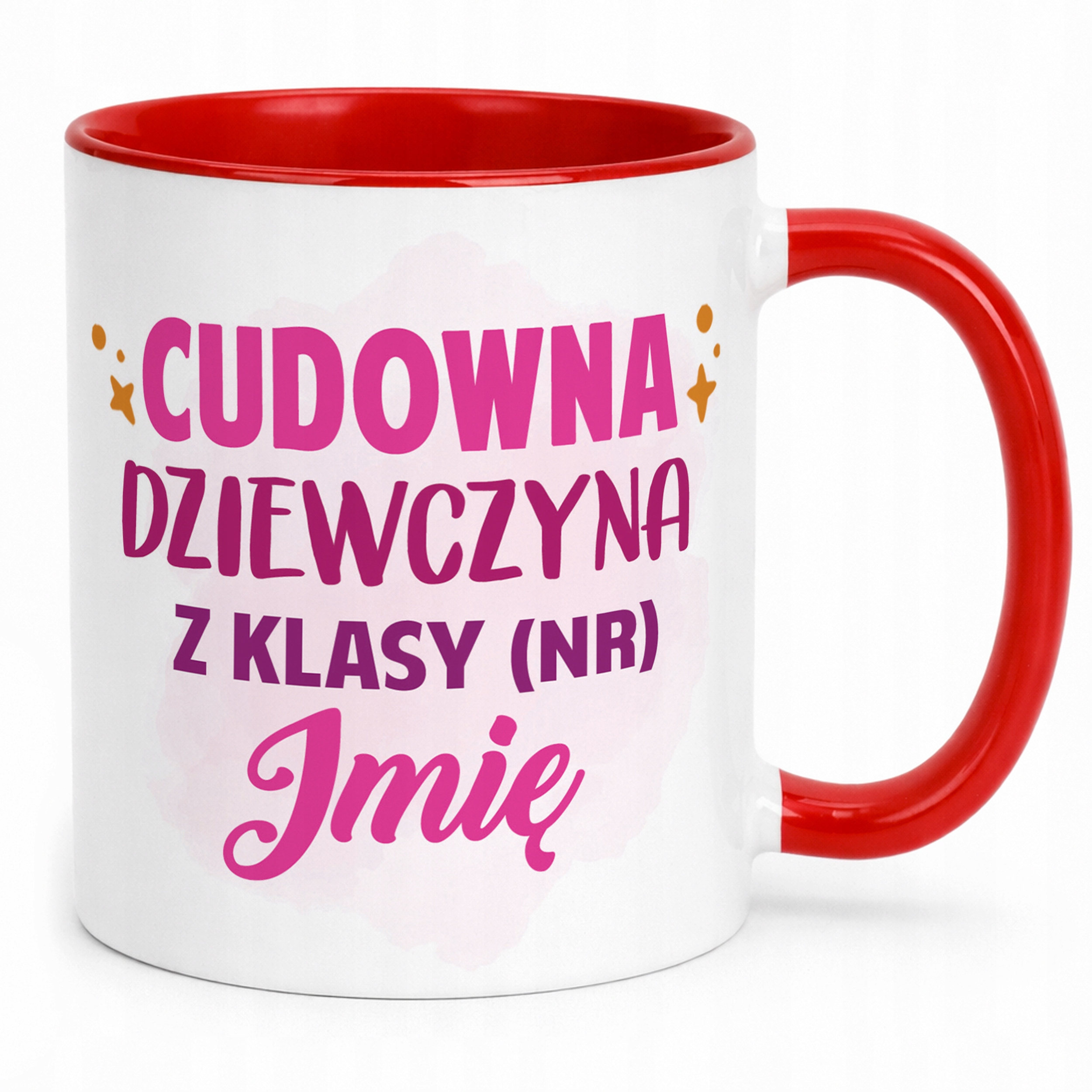 Kubek Czerwony Z Imieniem Klasa Dzień Kobiet Dla Dziewczynki Prezent