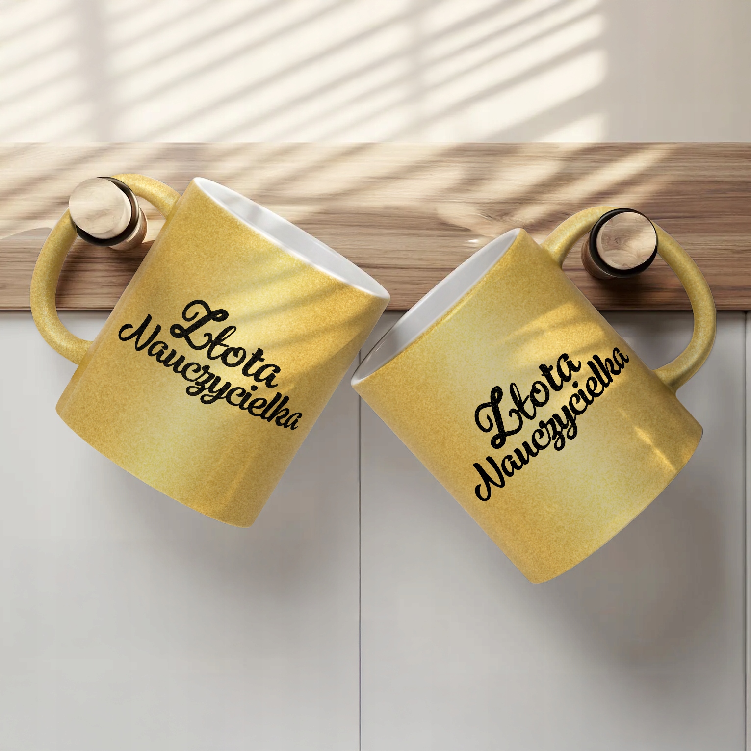 Złoty kubek brokatowy Złota Nauczycielka Dzień Nauczyciela Prezent