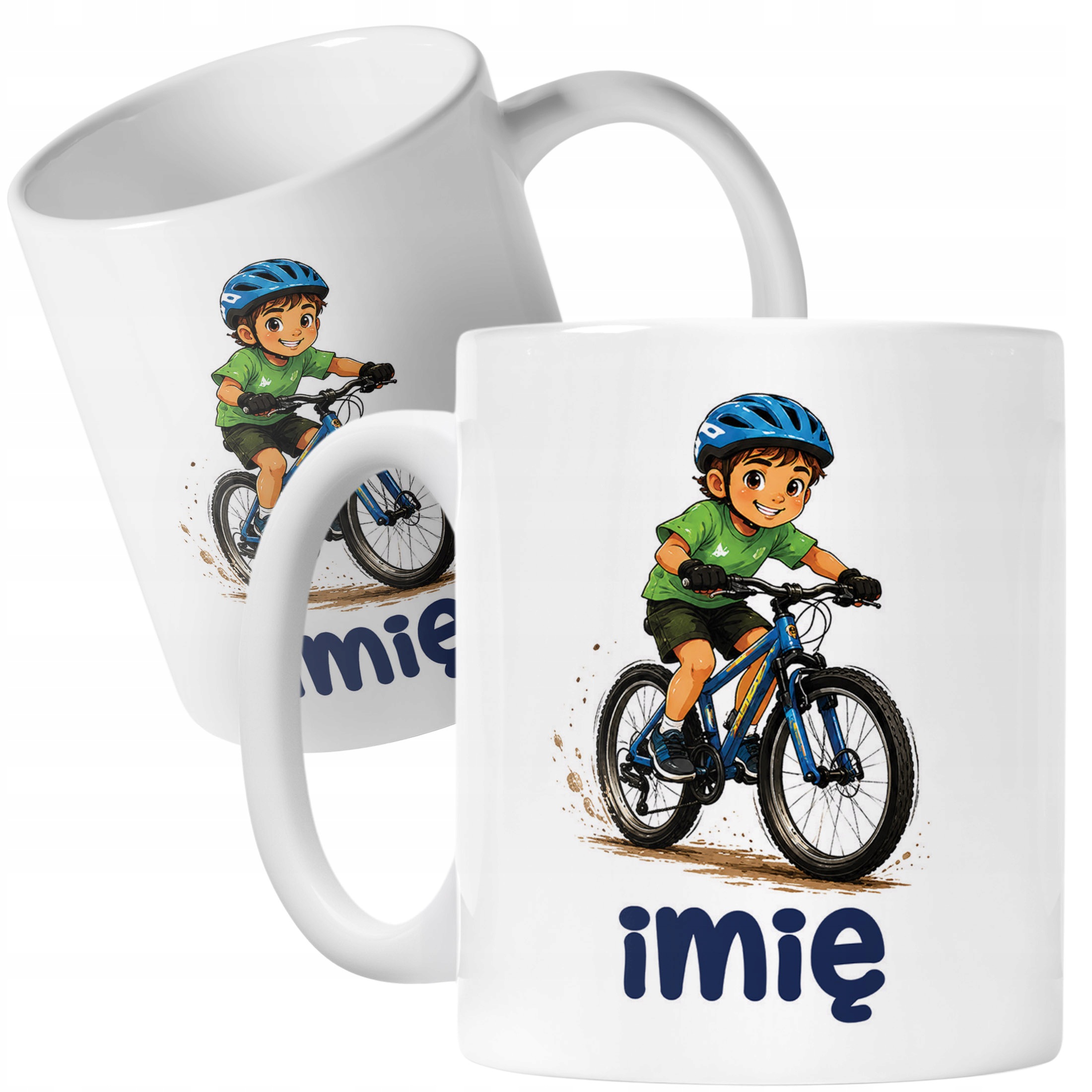 Biały Kubek z nadrukiem personalizowany Rower Dla Dzieci Prezent