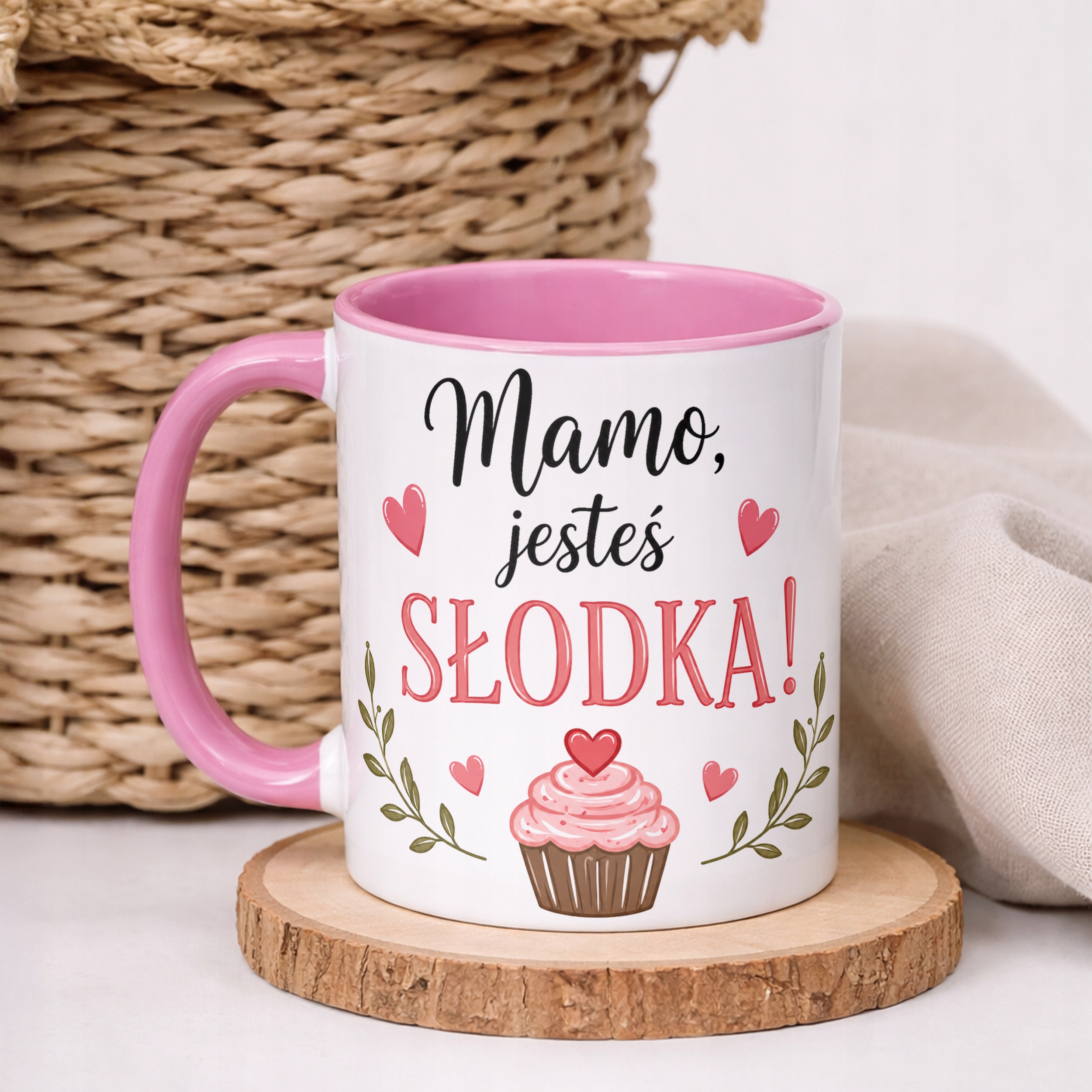 Kubek dla mamy różowy prezent na Dzień Matki elegancki prezent dla mamy