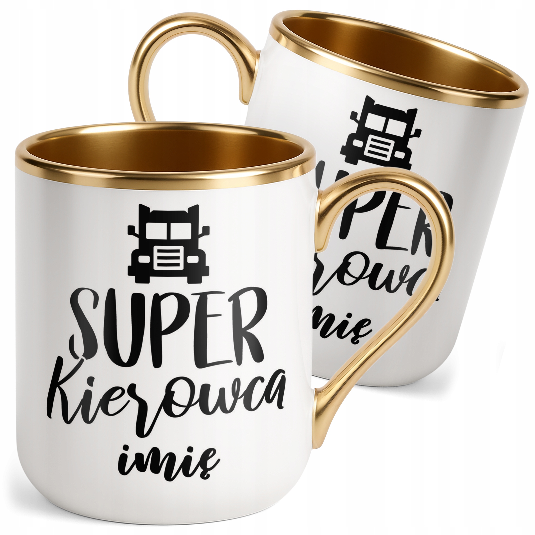 Kubek Premium Złoty Personalizowany Super Kierowca Prezent Upominek
