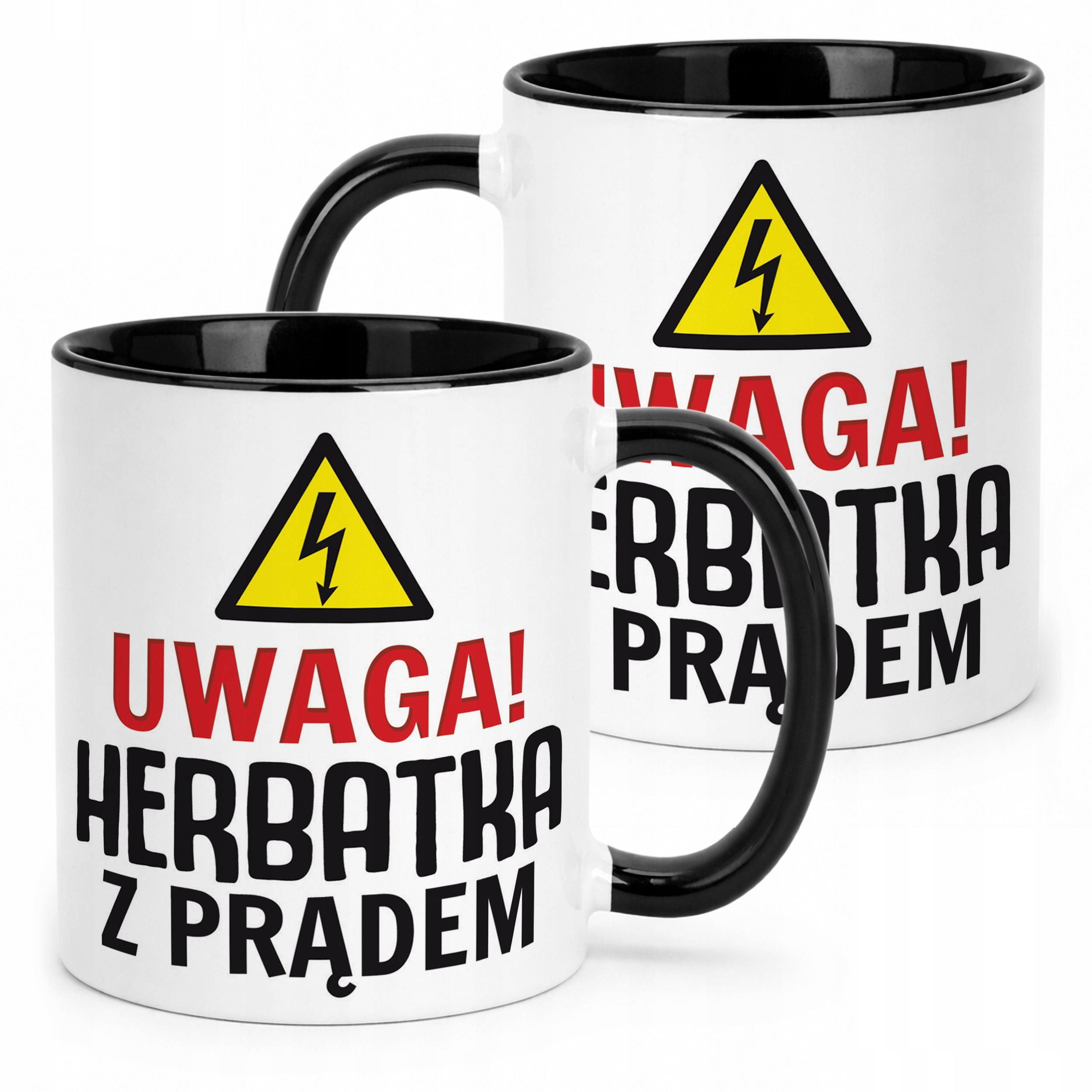 Kubek Czarny Uwaga Herbata Z Prądem Zabawny Prezent Upominek