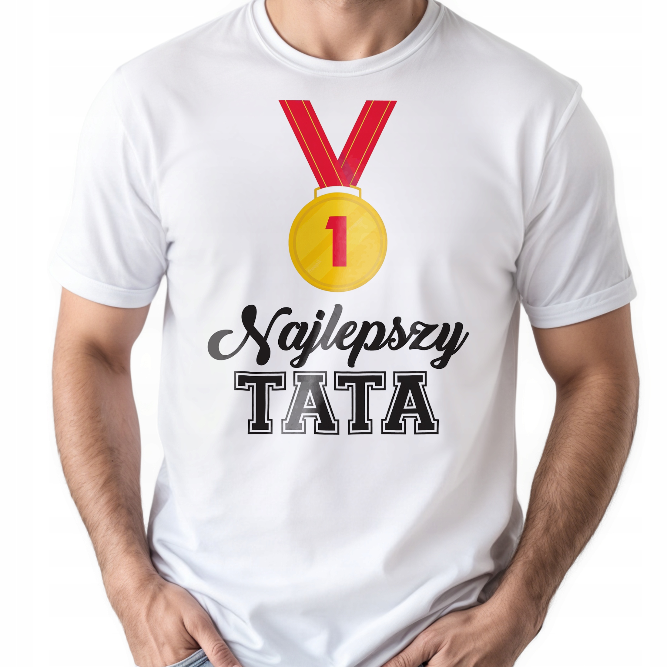 Koszulka biała męska Dzień Ojca Dla Taty Prezent