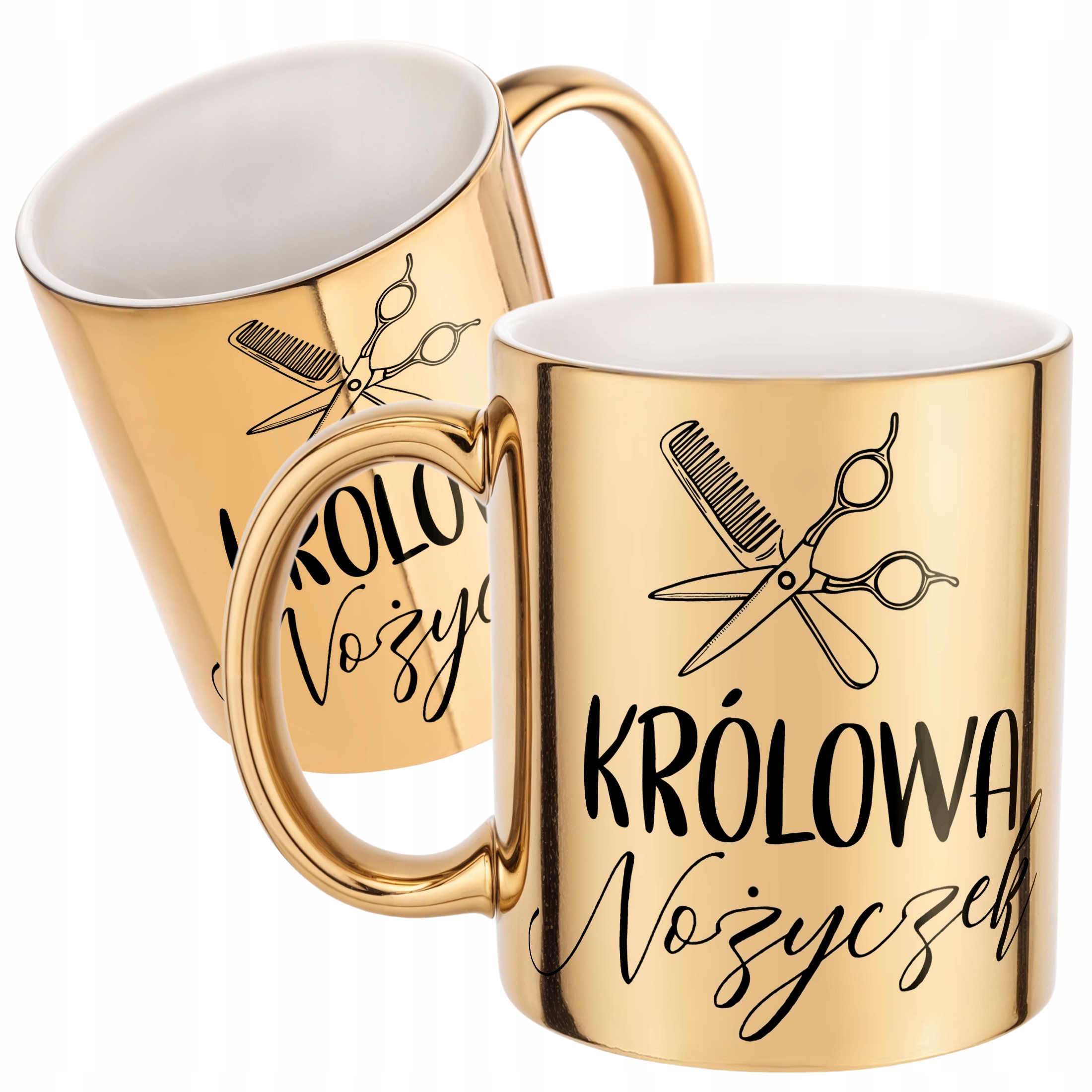 Złoty kubek Królowa Nożyczek Dla Fryzjerki Barbera Prezent