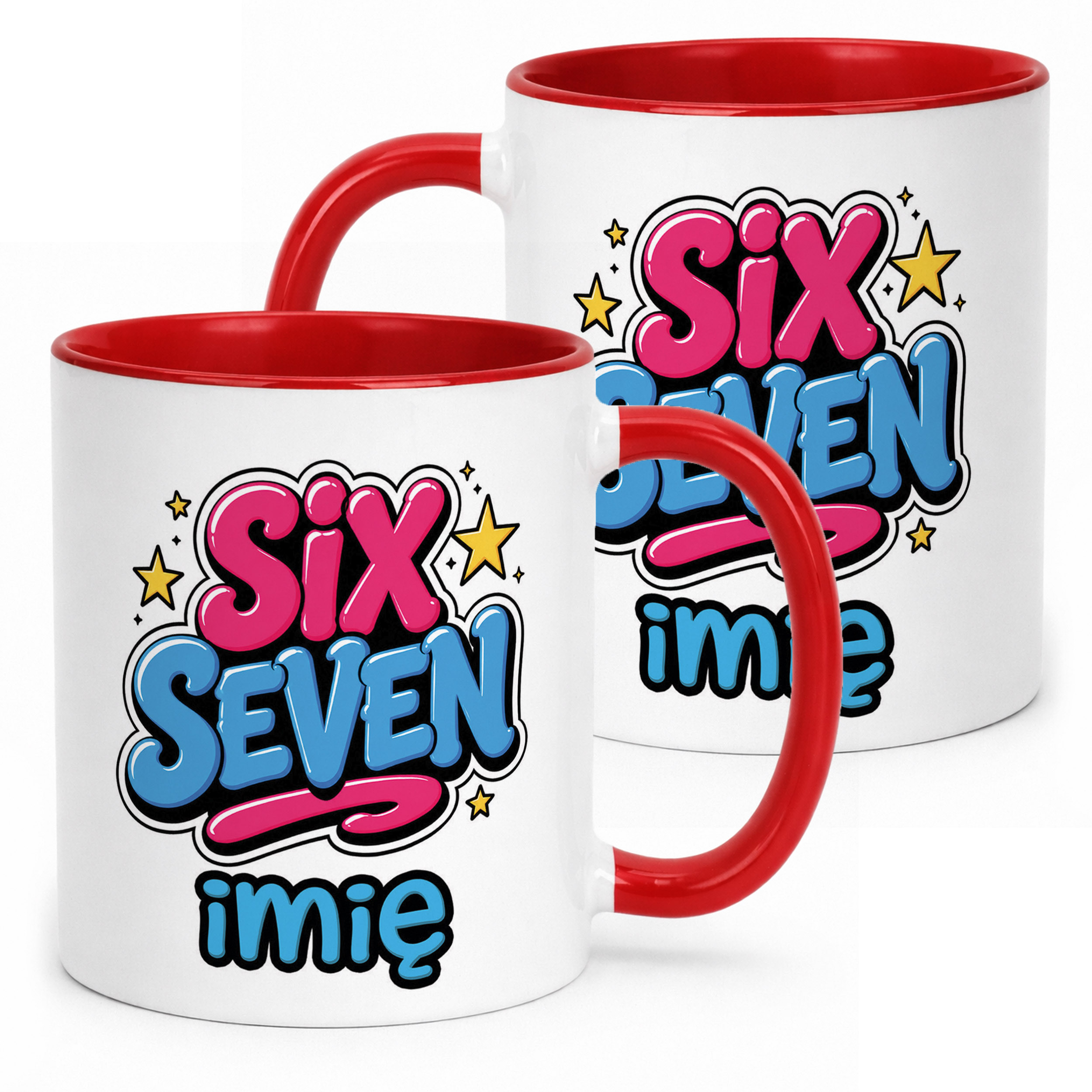 Kubek Czerwony z nadrukiem personalizowany 67 SIX SEVEN Dla Dzieci Prezent