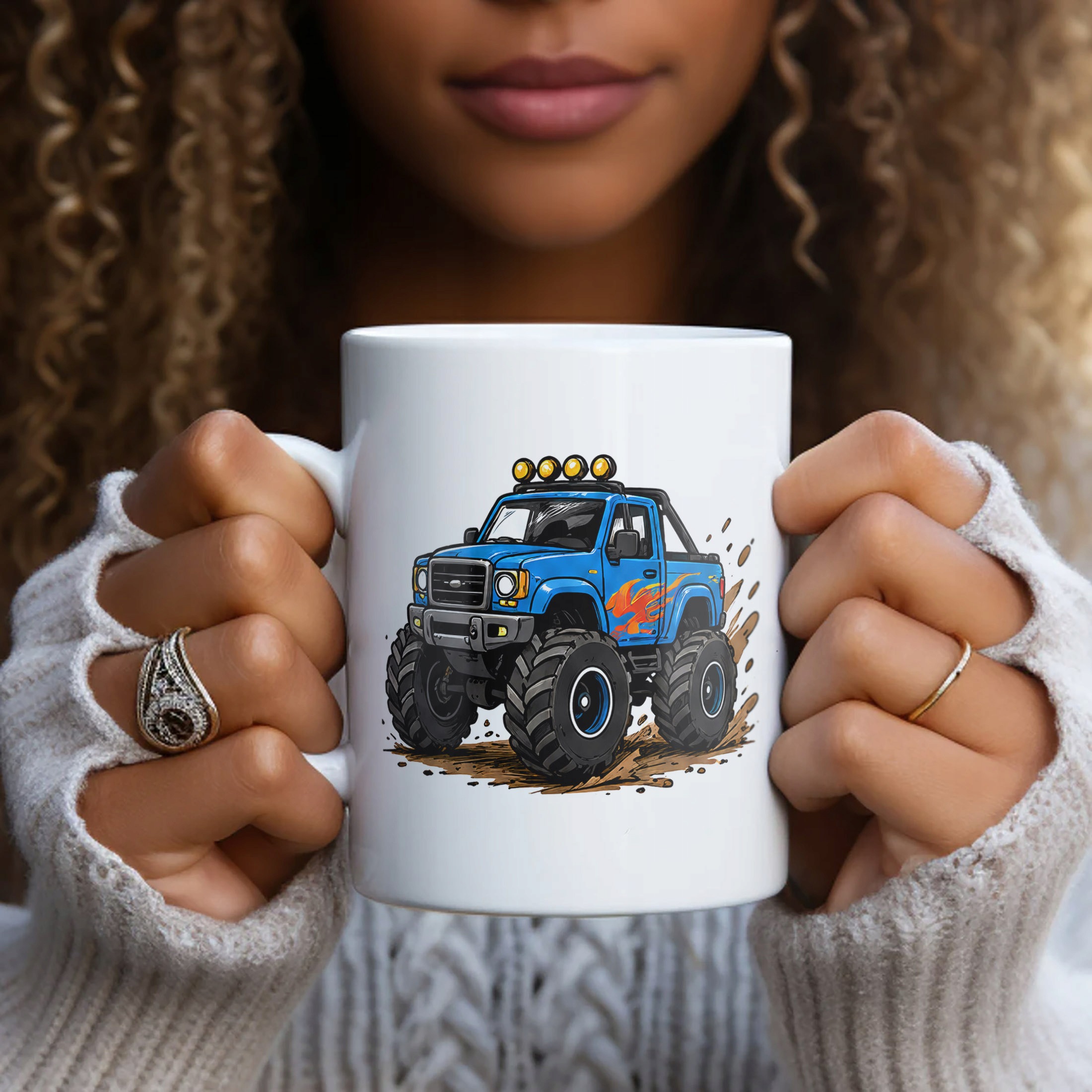 Biały Kubek z nadrukiem Monster Truck Dla Dzieci Prezent Upominek