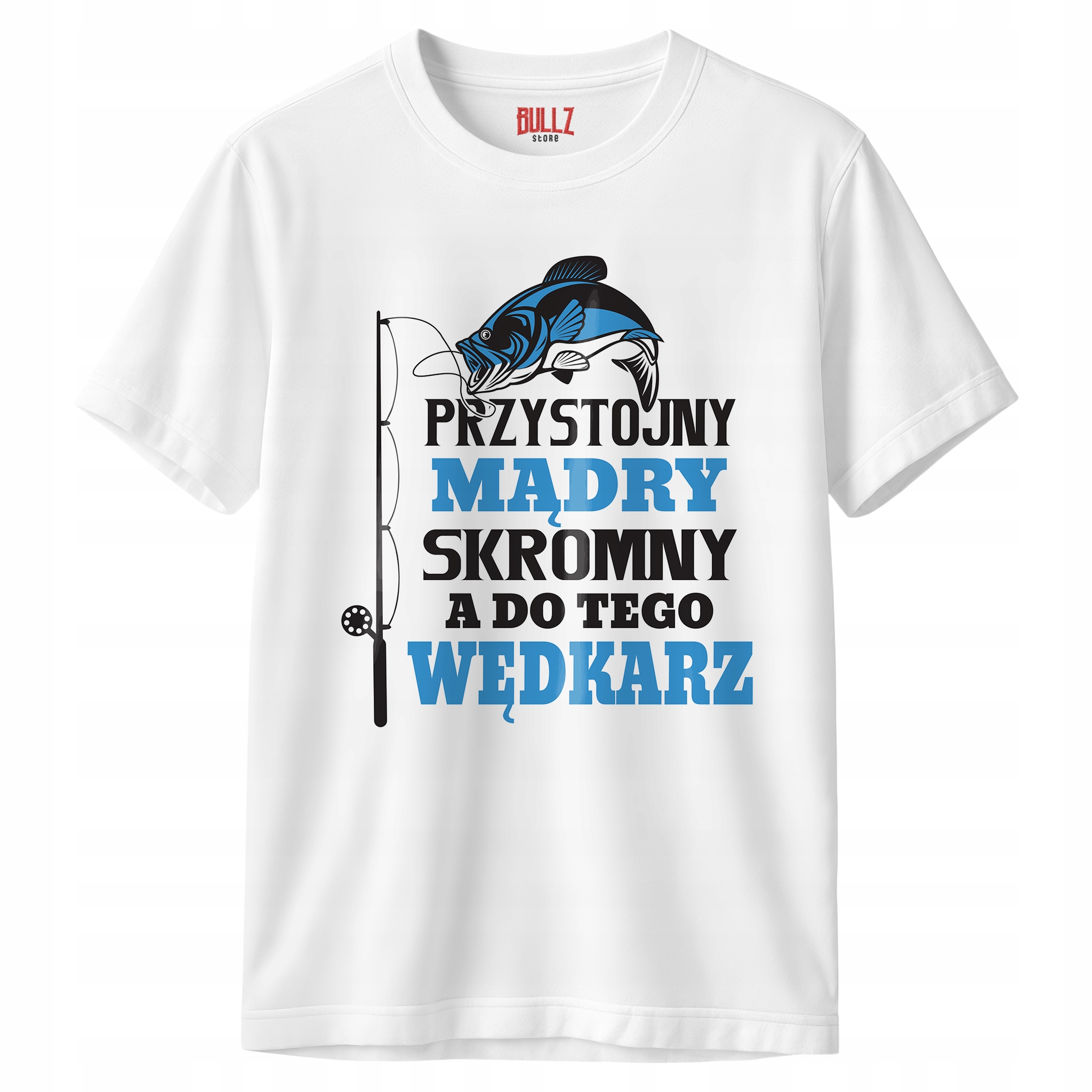 Koszulka biała męska Dla Wędkarza Wędkowanie Ryby Prezent