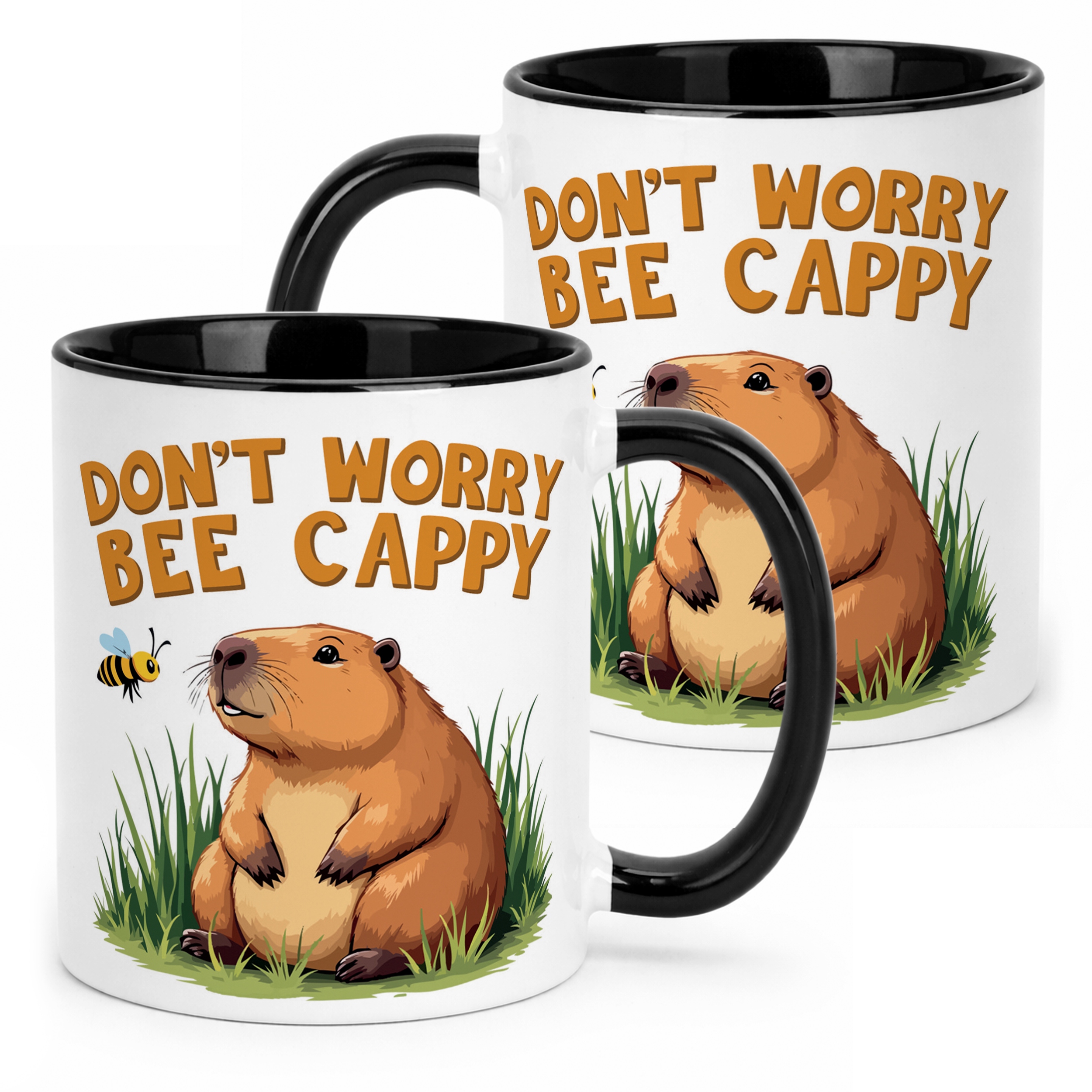 Kubek Czarny Kapibara Capybara Zwierzak Słodki Dla Dzieci Prezent
