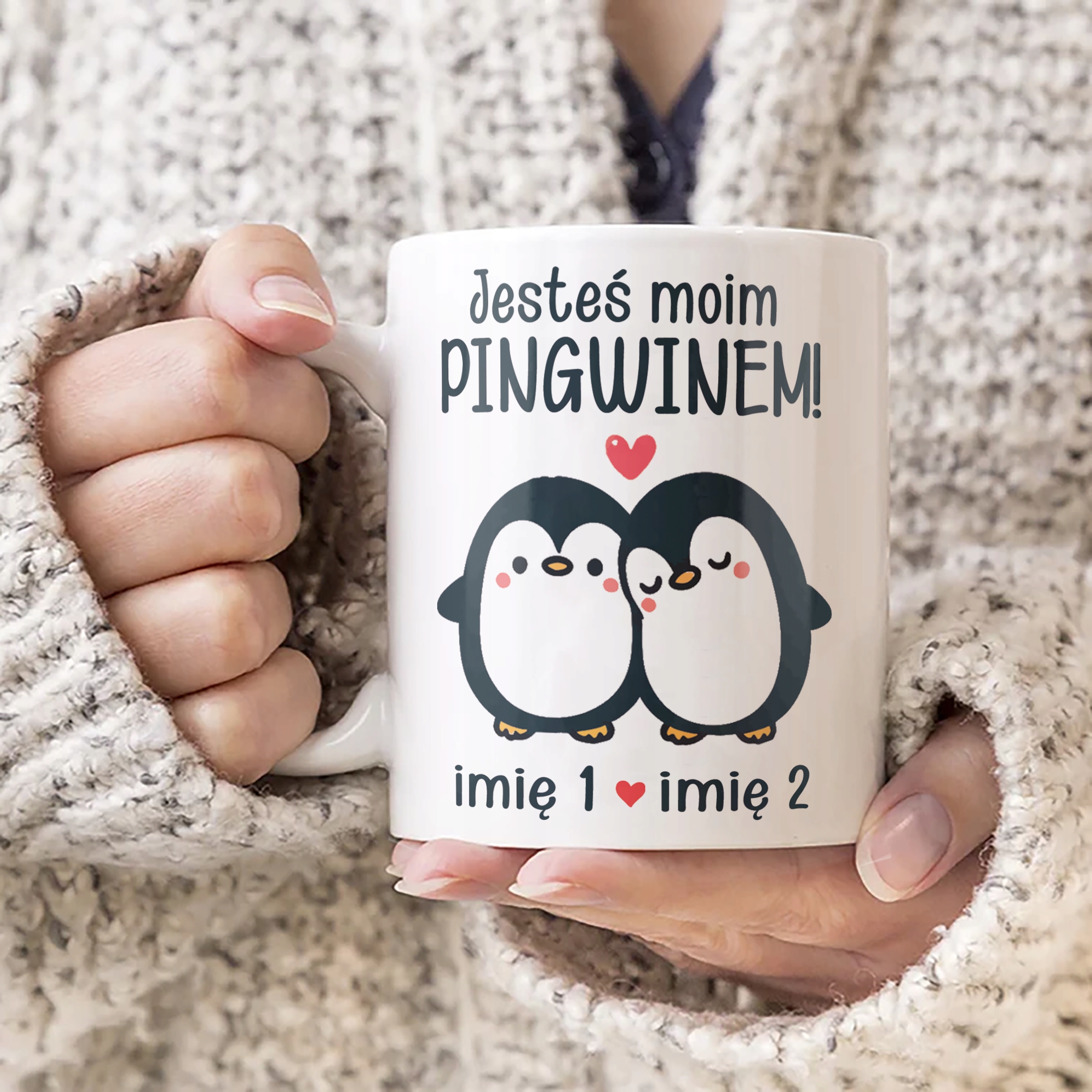 Kubek ceramiczny Personalizowany Walentynki Jesteś Moim Pingwinem