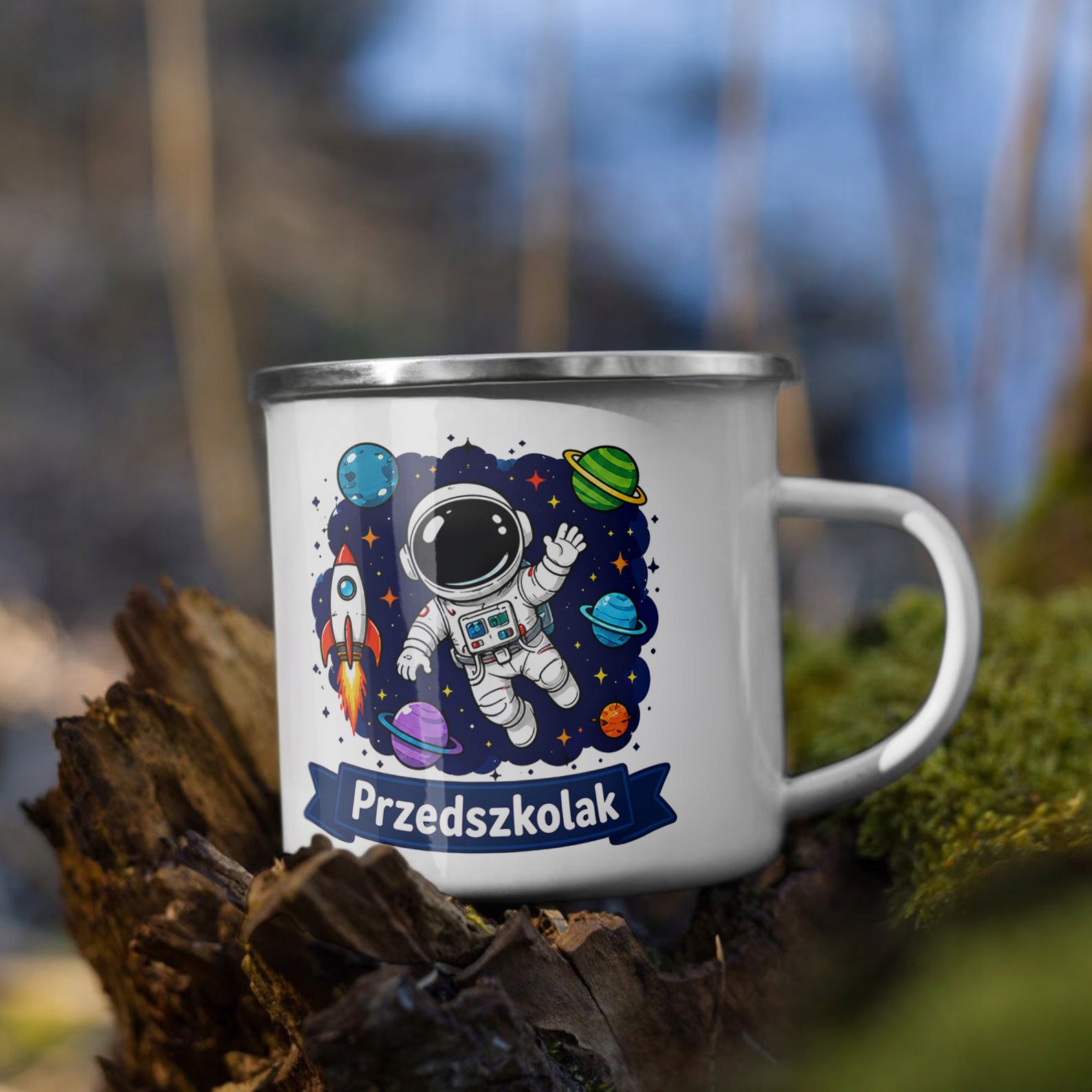 Zestaw Plecak Worek Kubek Emaliowany Z Nadrukiem Przedszkolak Szkoła