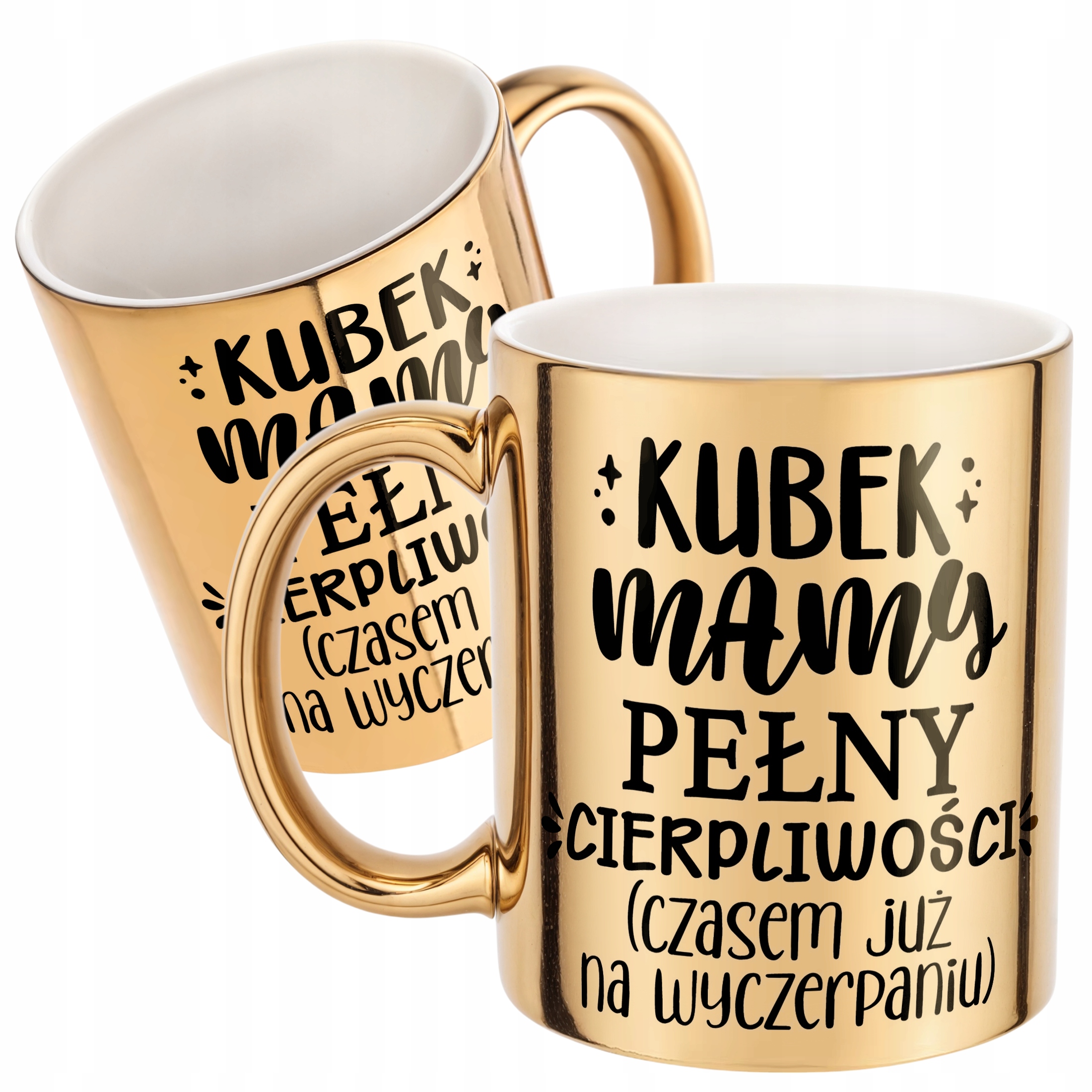 Złoty Kubek ceramiczny Dzień Matki Dla Mamy Kubek Pełny Cierpliwości