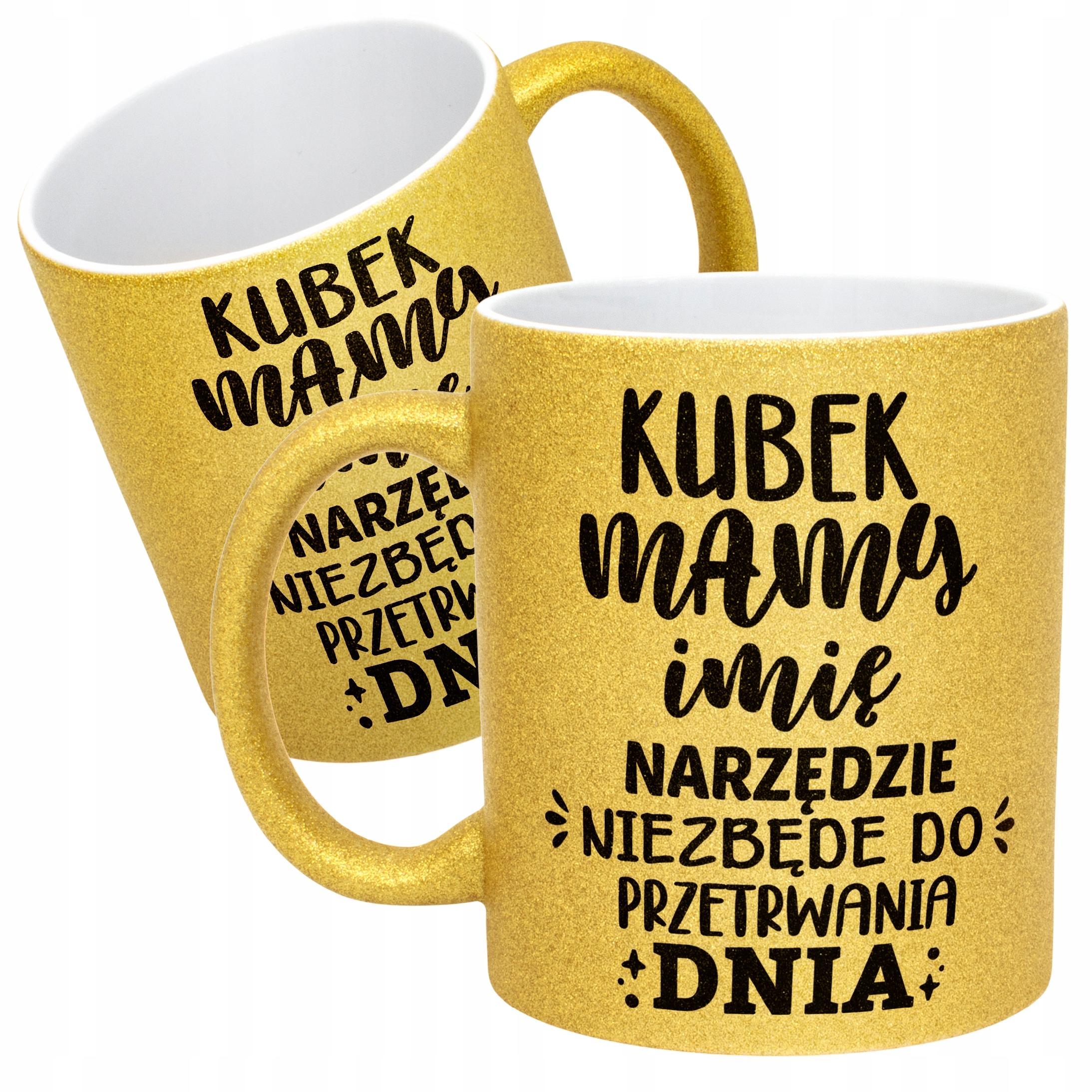Złoty kubek brokatowy Personalizowany Dzień Matki Dla Mamy Prezent