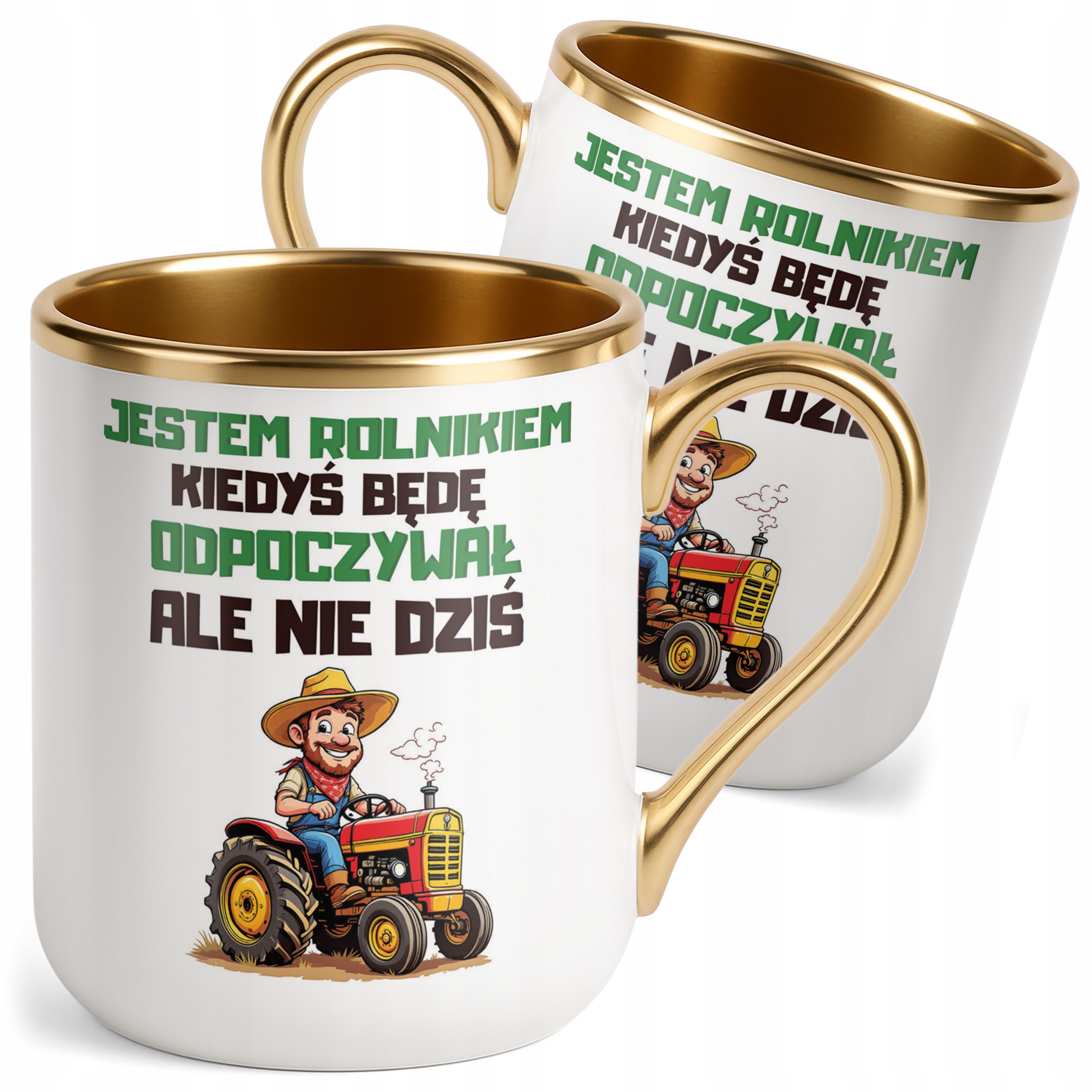 Kubek Premium Złoty Rolnik Dla Rolnika Traktor Zabawny Prezent