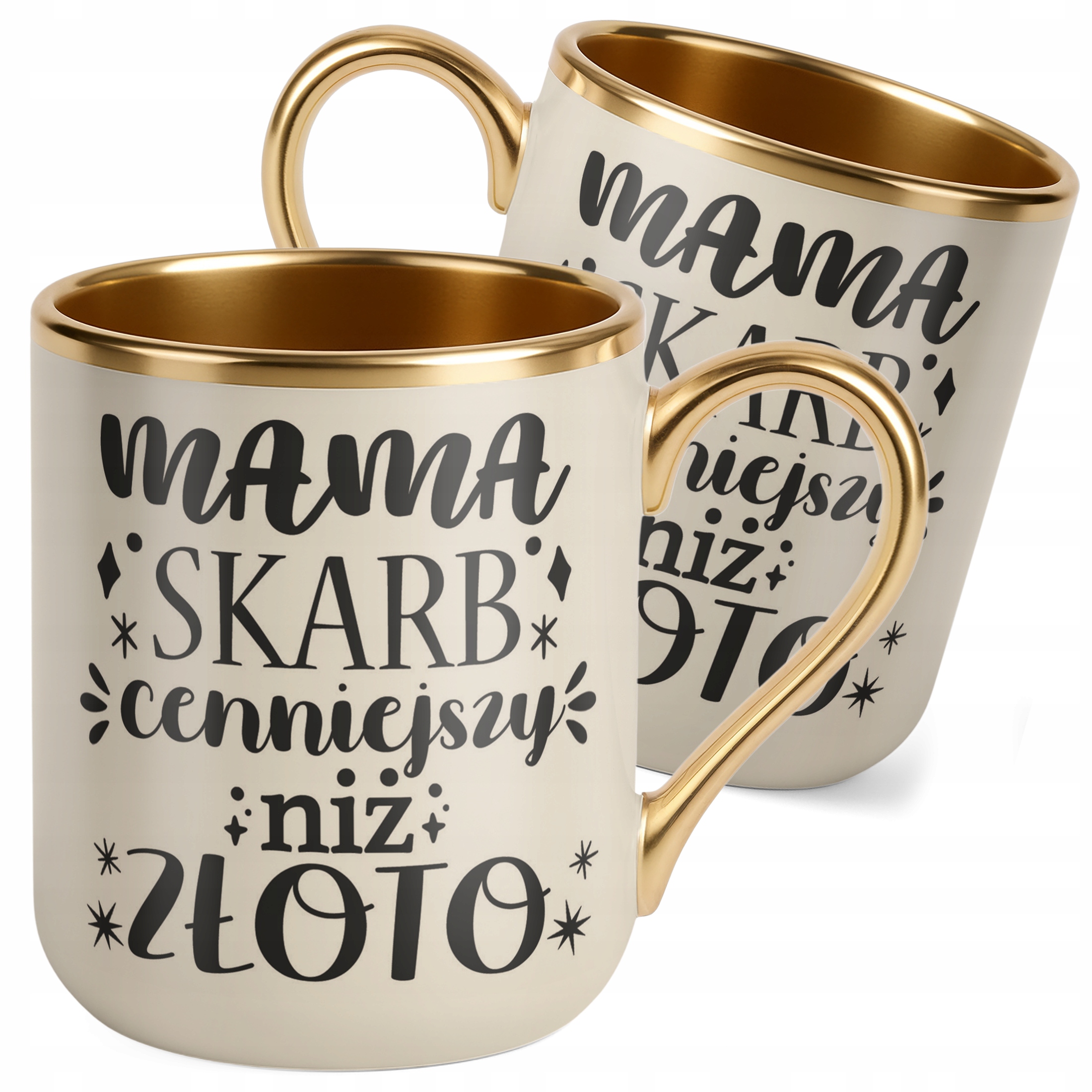 Kubek Premium Złoty Ecru Dzień Matki Dla Mamy Prezent Skarb Cenniejszy Niż