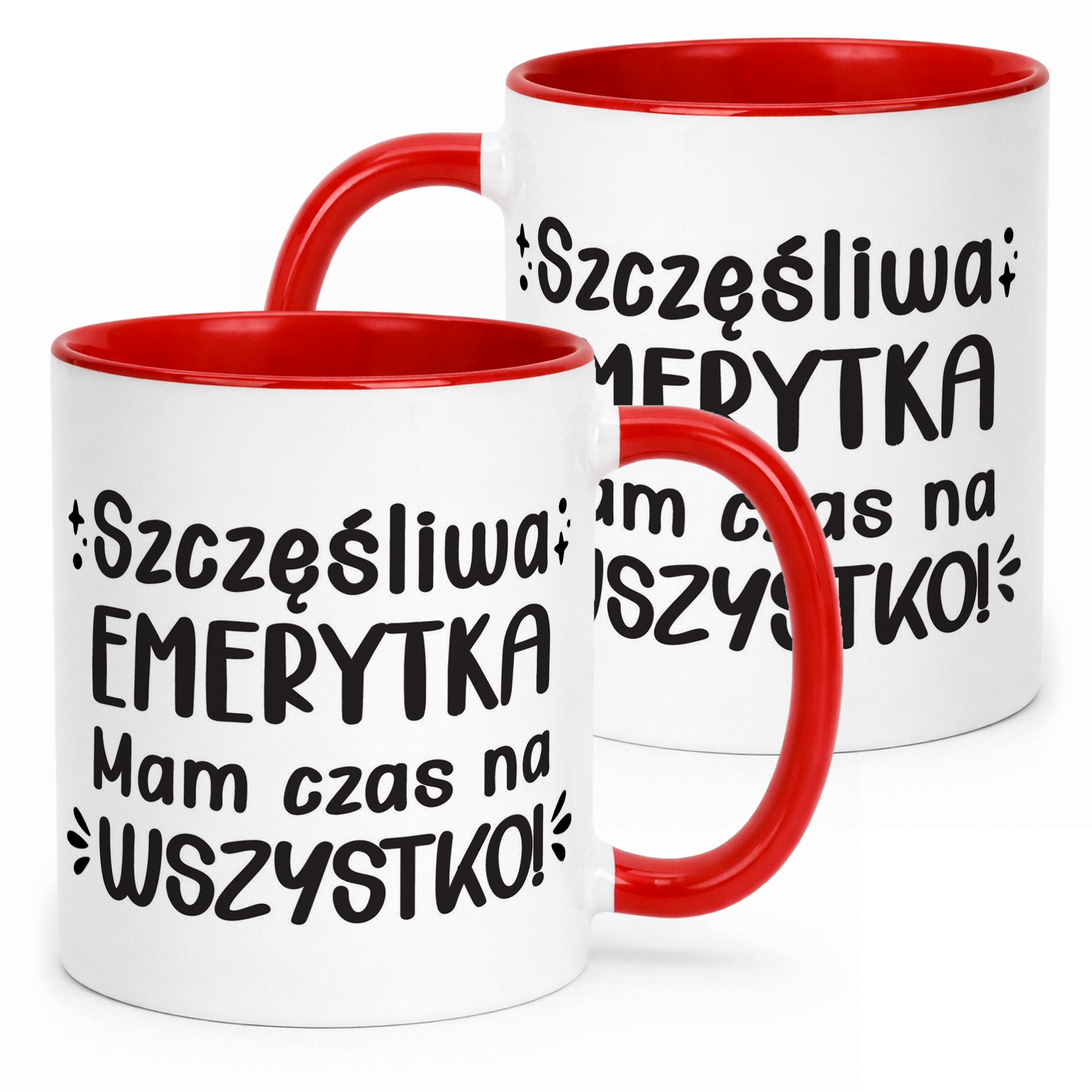 Kubek Czerwony z okazji Emerytury Dla Emerytki Prezent Upominek